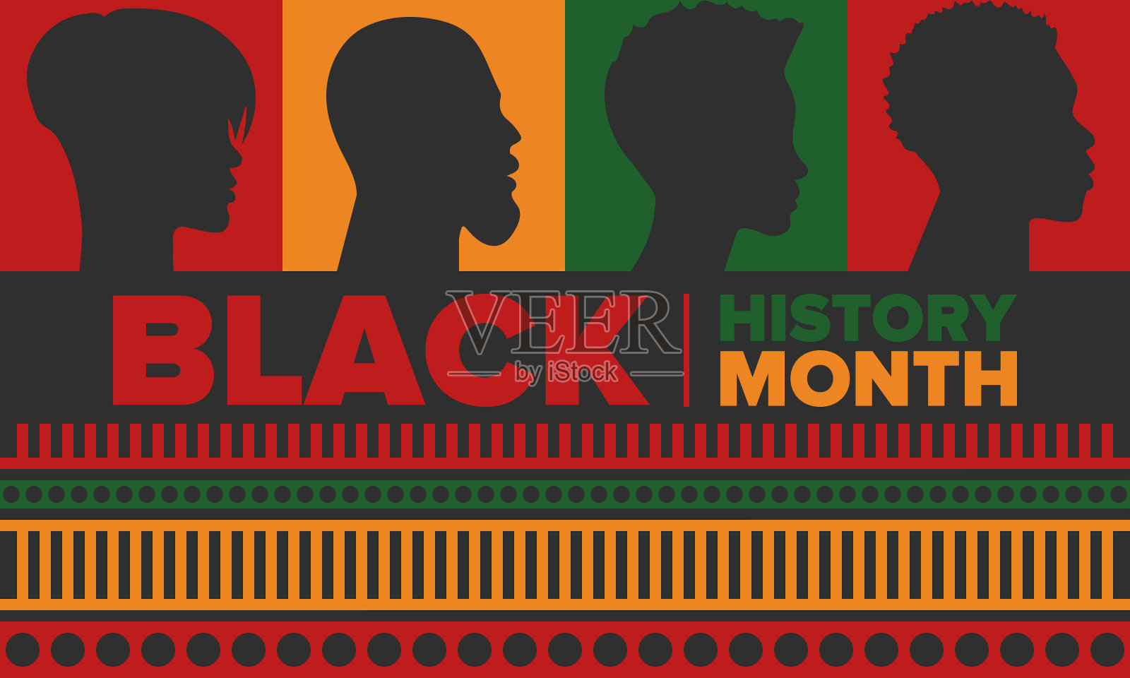 黑人历史月。非裔美国人的历史。一年一度的庆祝。二月在美国和加拿大。在英国的十月。海报，卡片，横幅，背景。矢量图插画图片素材