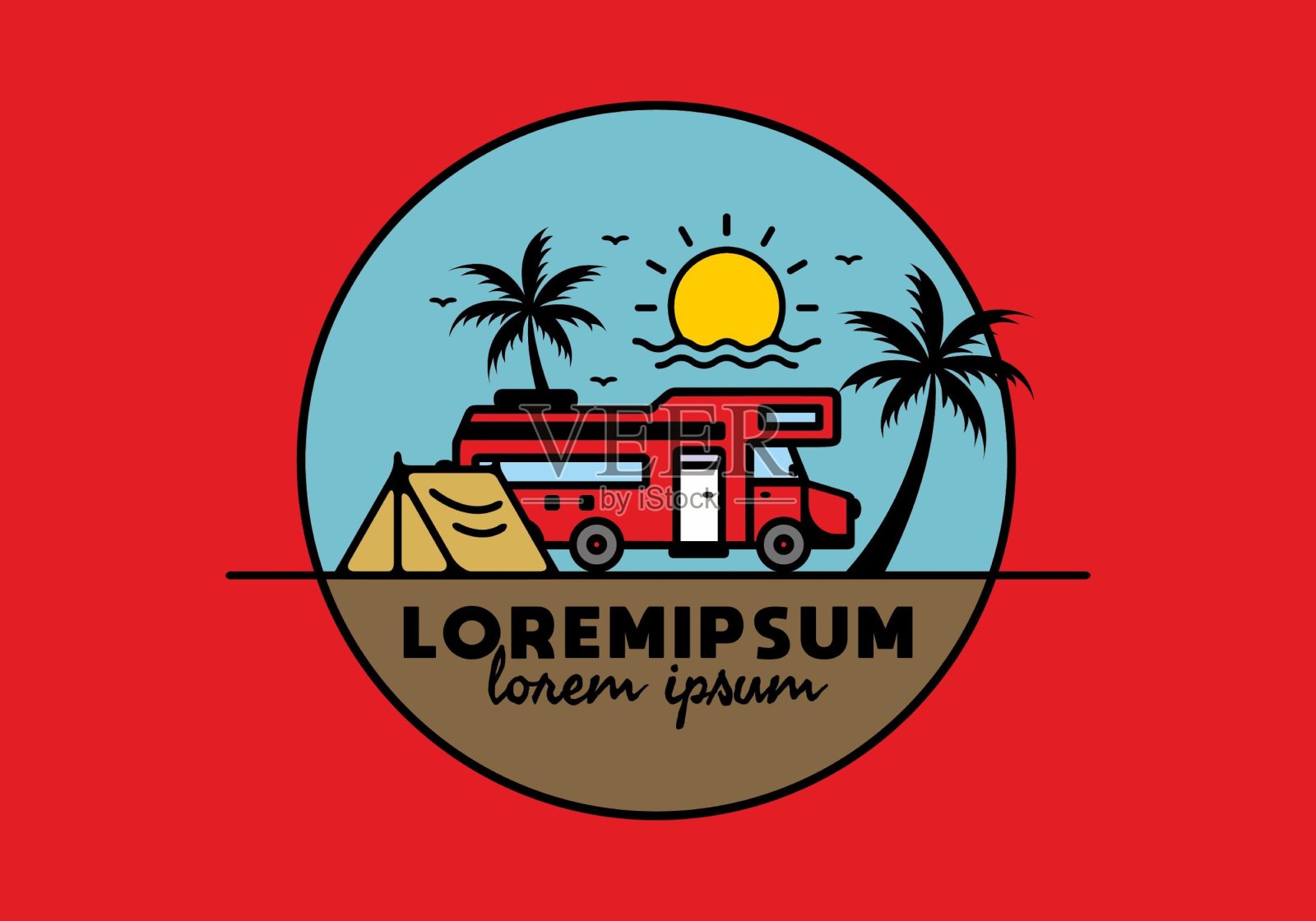 露营车生活线艺术插画插画图片素材