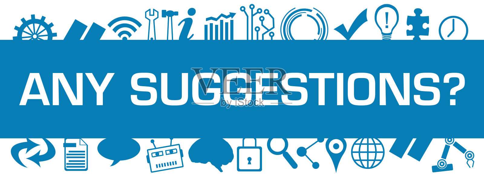 任何建议蓝框技术符号向上向下插画图片素材