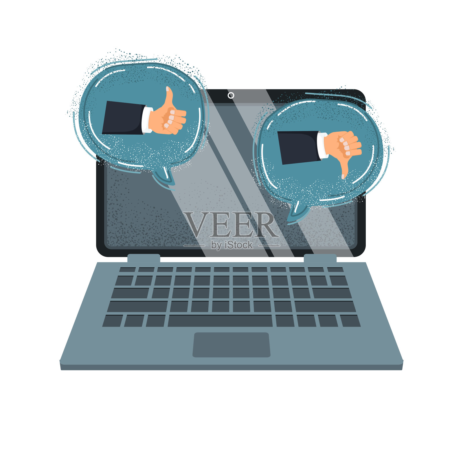 大拇指向上，大拇指向下。反馈。对客户服务的评价。网站评分反馈和评论的概念。平面向量插图插画图片素材