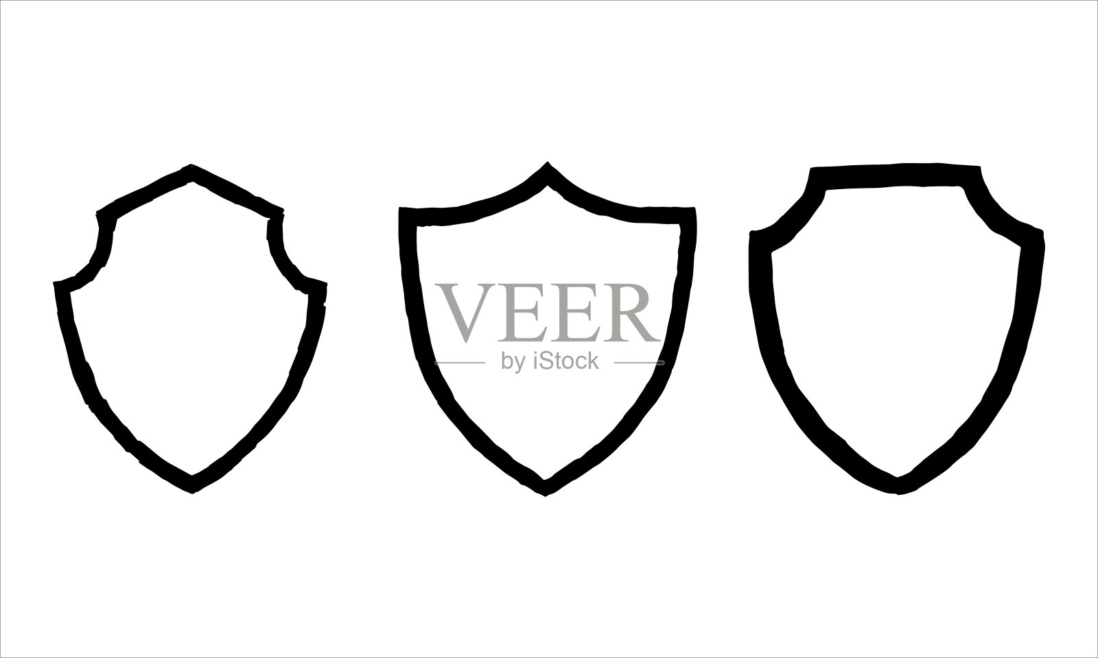 一套盾形框架为标志模板。插画图片素材