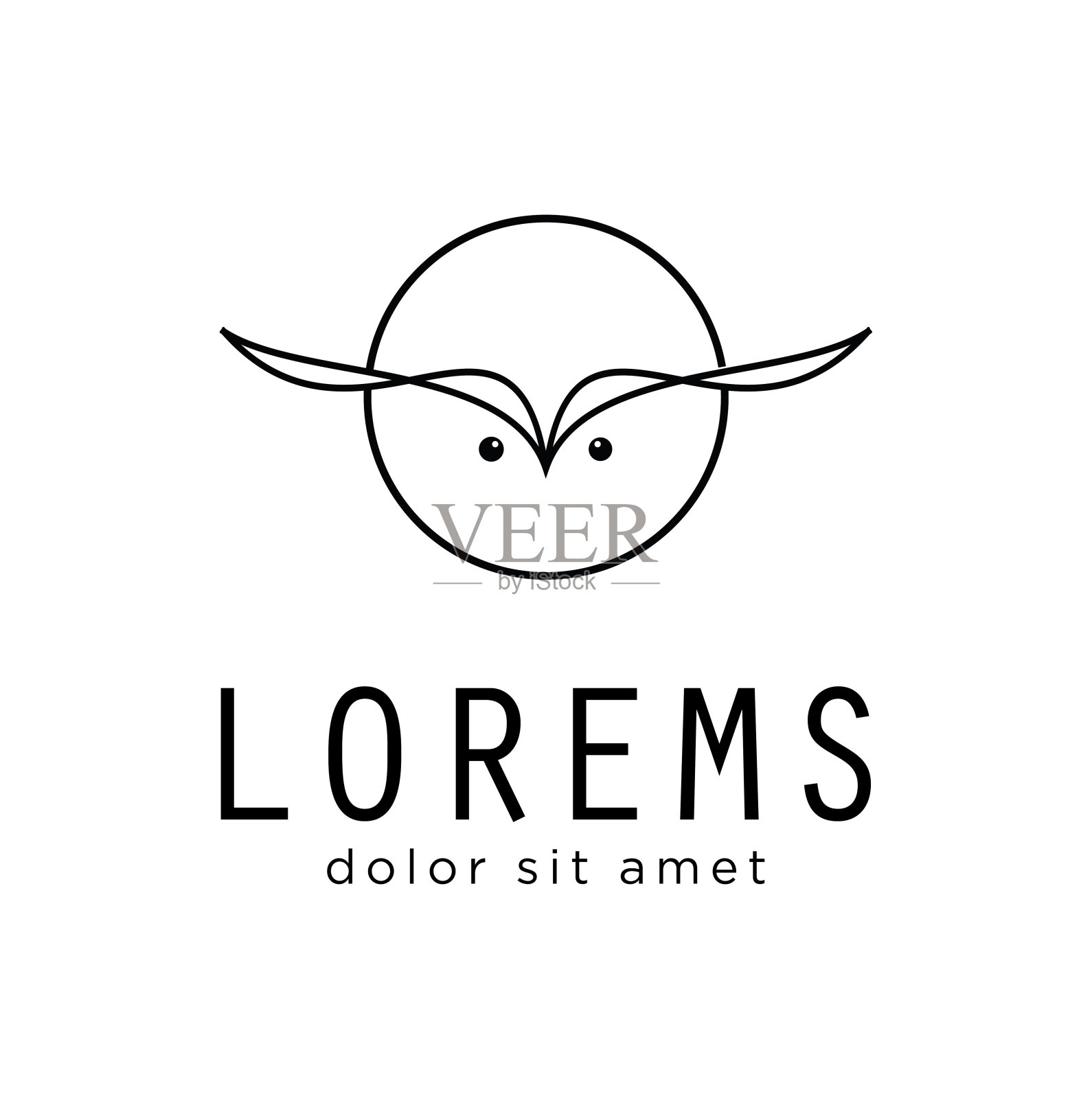 简单优雅的单线头猫头鹰设计线艺术风格的灵感插画图片素材