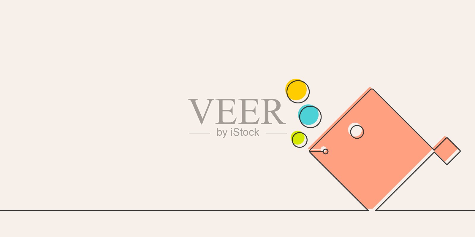 抽象的海鱼图标在细线风格。插画图片素材