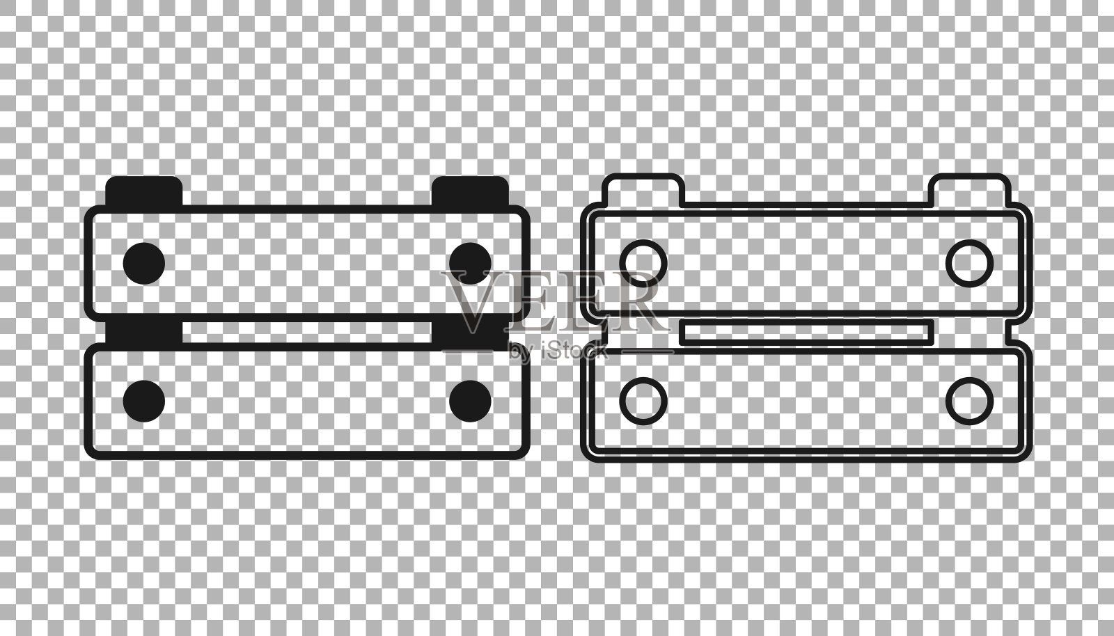 黑色木盒图标孤立的透明背景。杂货篮子，仓库板条箱。装蔬菜、产品的空木箱。向量插画图片素材