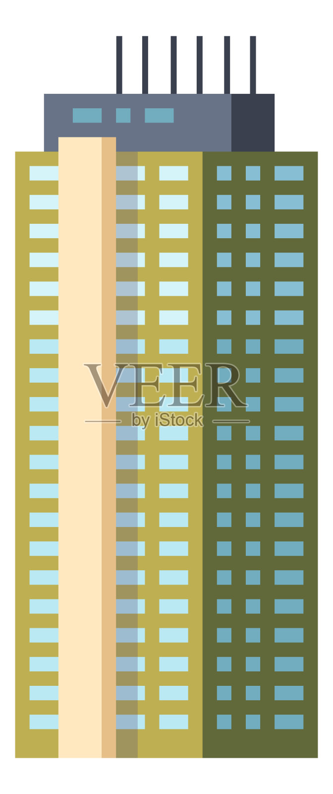 居住建筑图标。城市公寓房地产设计元素图片