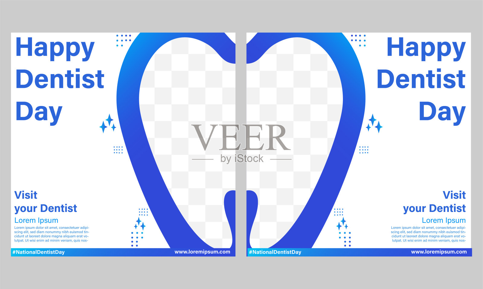 全国牙医日社交媒体帖子模板快乐插画图片素材