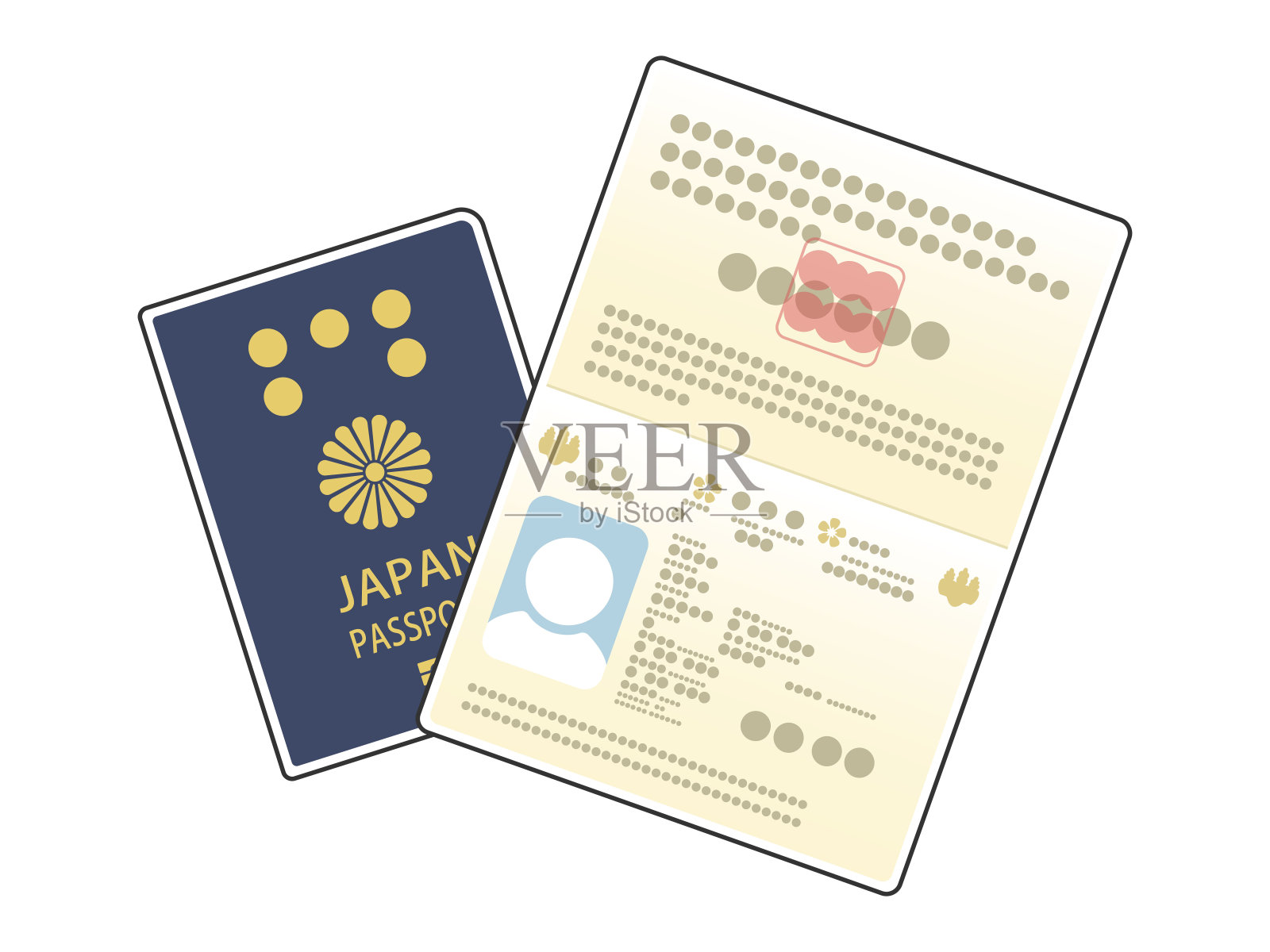 日本护照插图。插画图片素材
