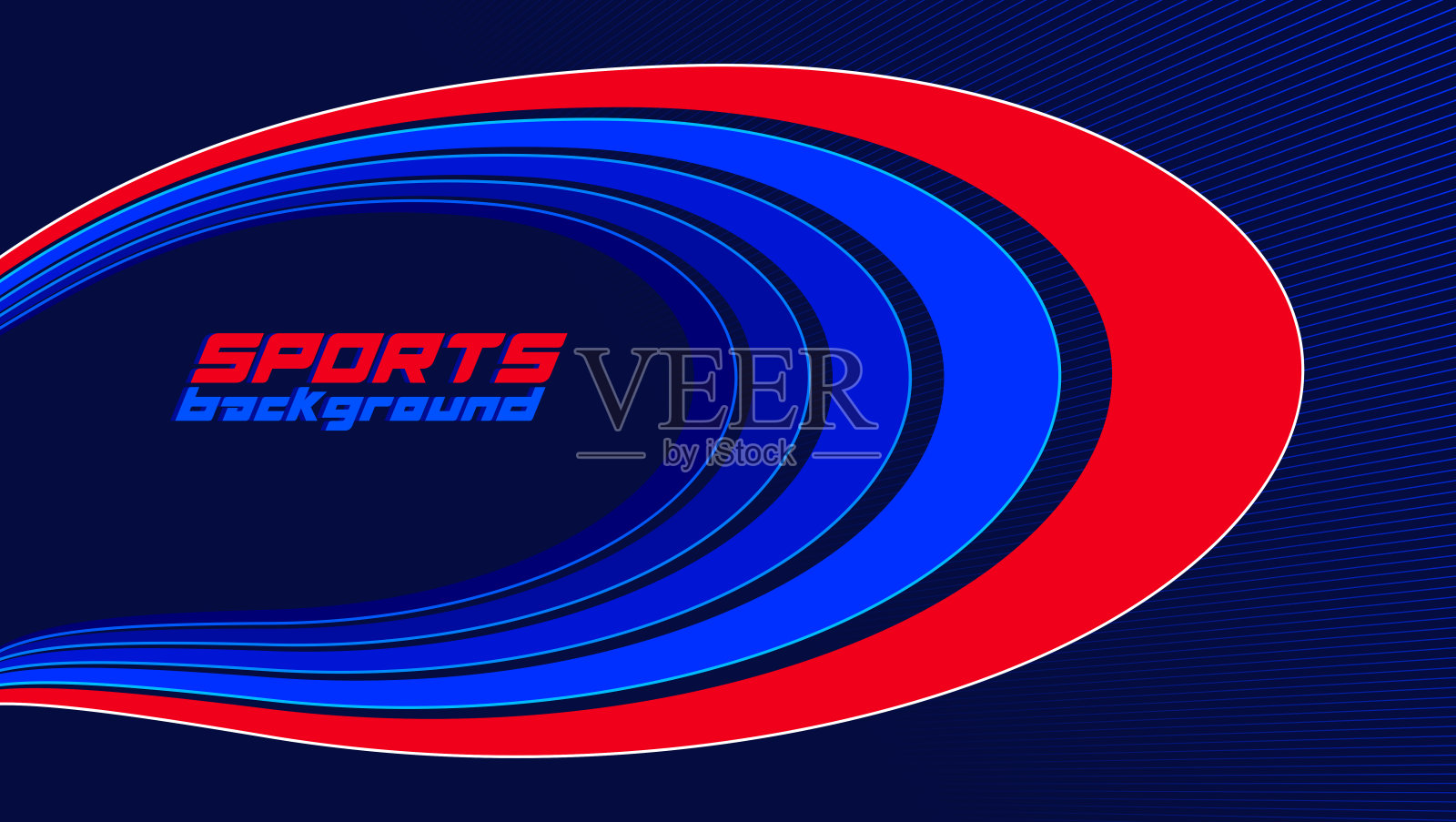 运动背景矢量抽象线条三维旋转，暗红色和蓝色动态布局运动游戏或赛车和跑步活动。插画图片素材