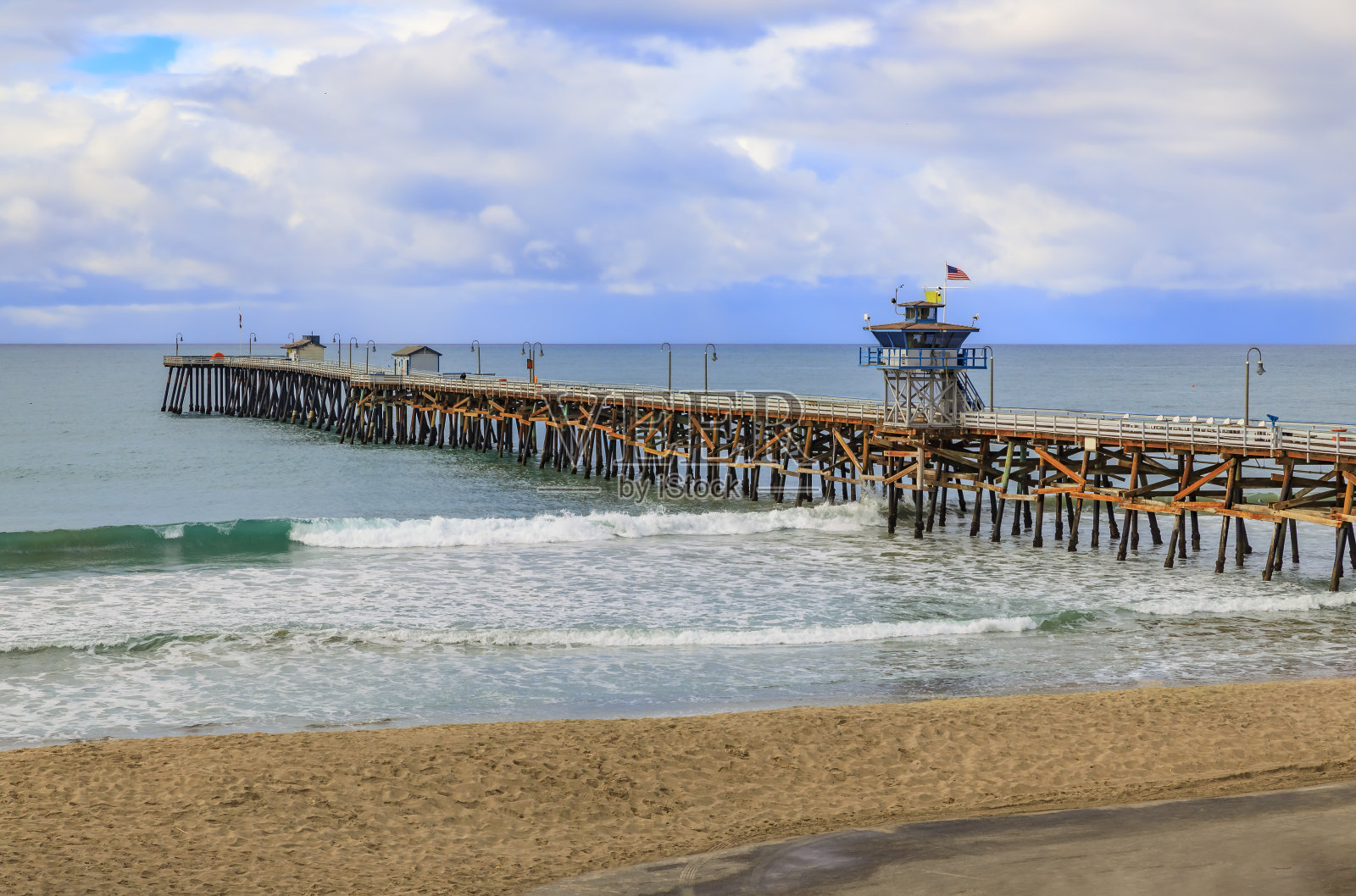 美国加州著名的旅游胜地圣克莱门特海滩和码头照片摄影图片