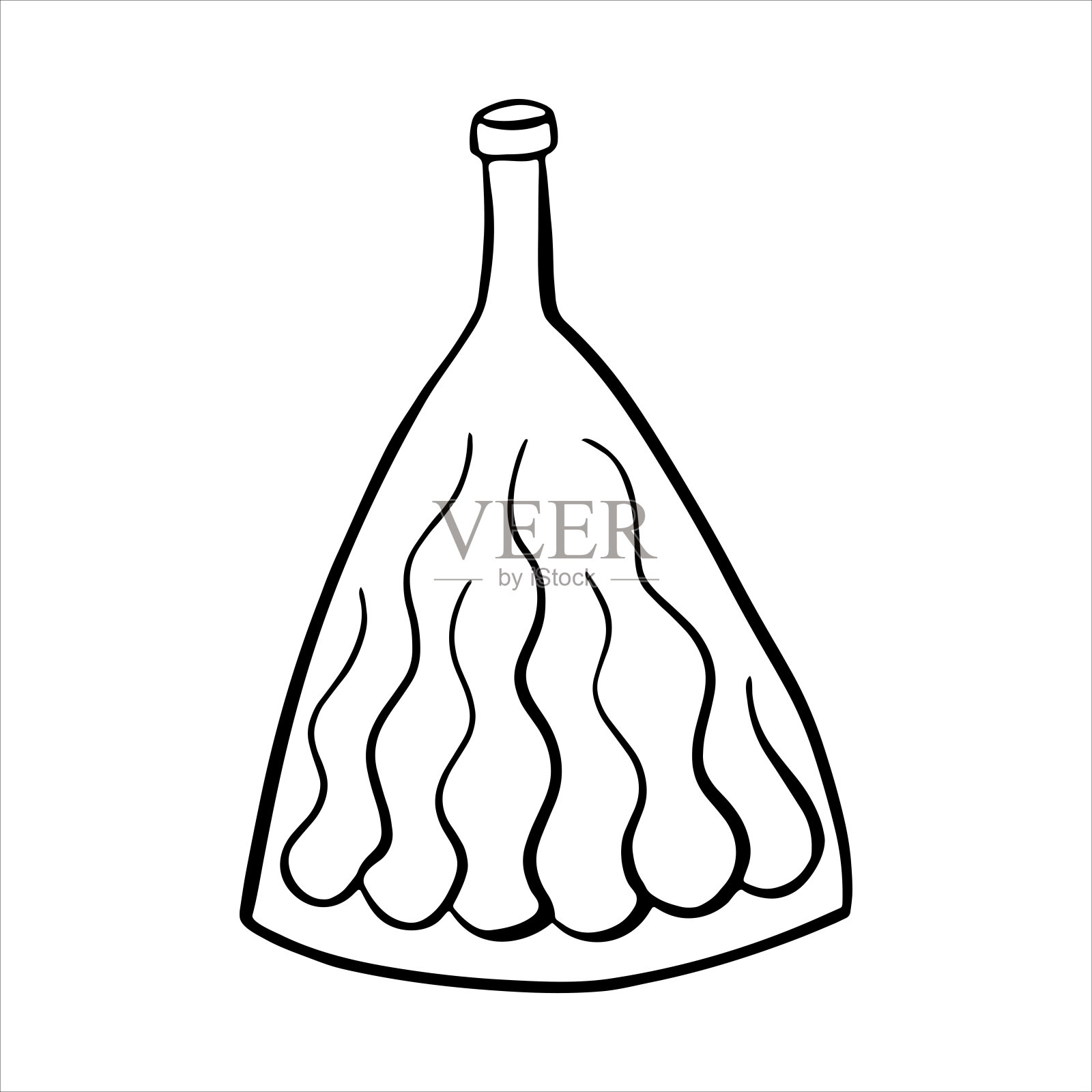 涂鸦风格的创意花瓶。设计元素，内部项目，容器花，水。黑色的轮廓。矢量插图。元素贺卡，海报，贴纸和季节性设计。插画图片素材