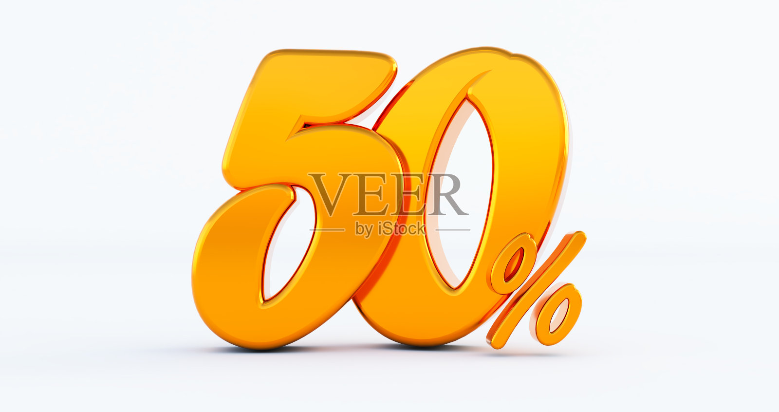 50%的白色背景。黄金50%的3d渲染照片摄影图片