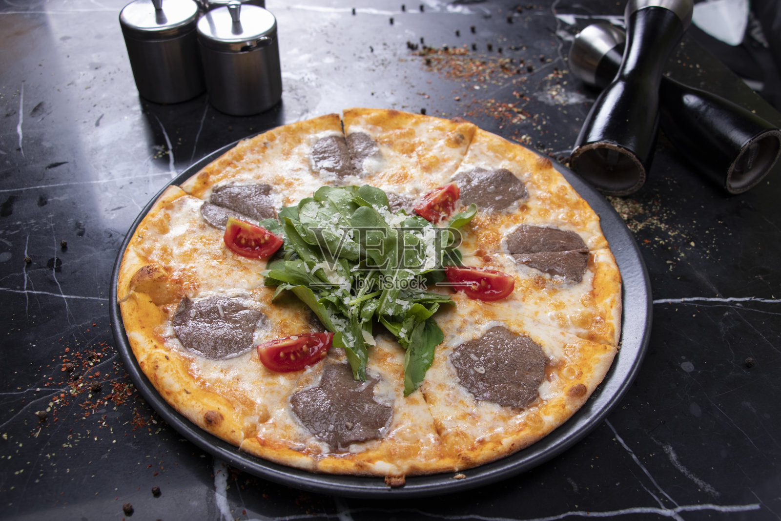 肉的披萨照片摄影图片