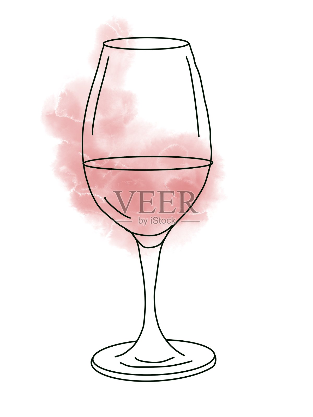 一杯红酒，在白色的背景上设计元素图片