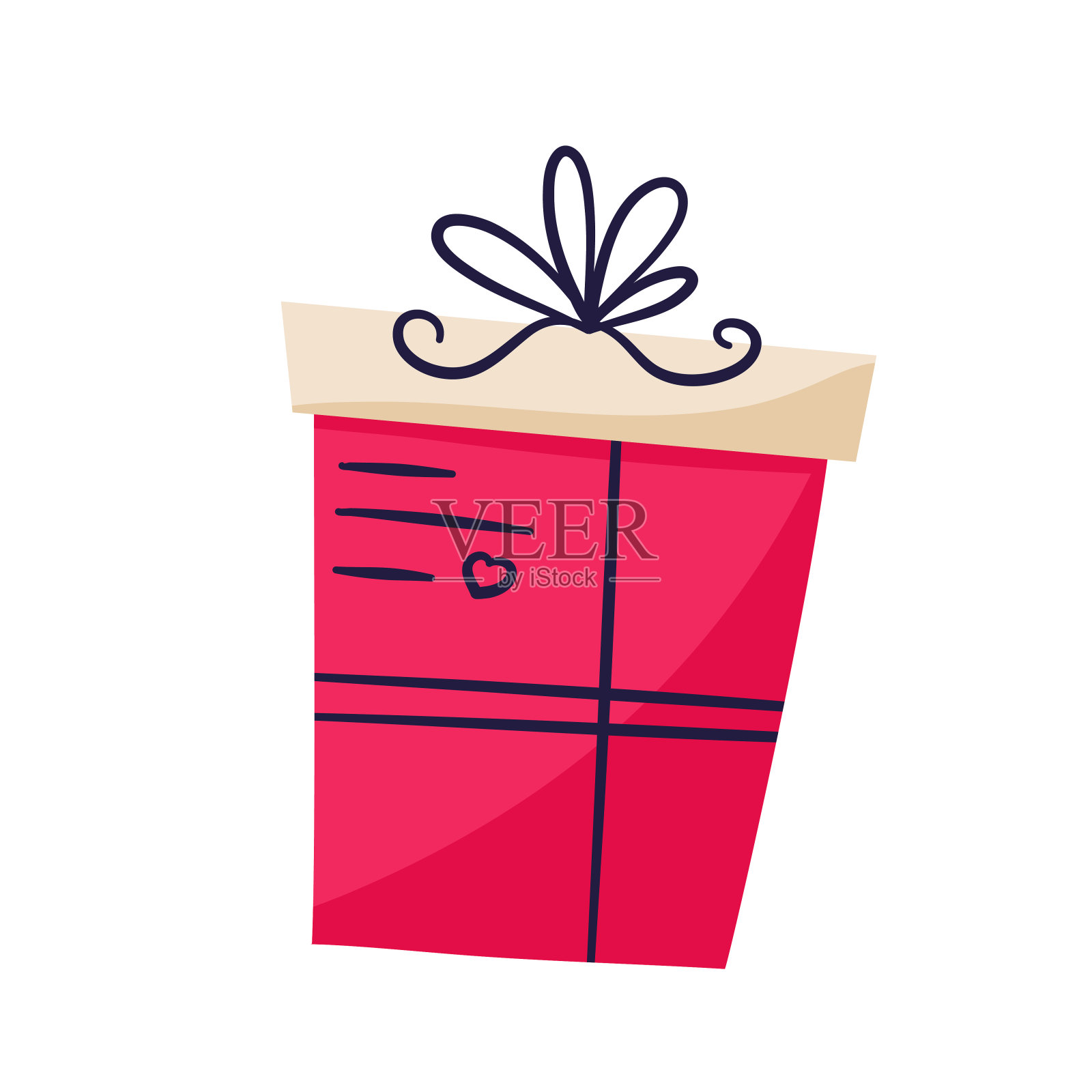 情人节的礼物与心的浪漫盒子孤立在白色背景上。用蝴蝶结打结的礼物作装饰。平面风格的矢量插图插画图片素材