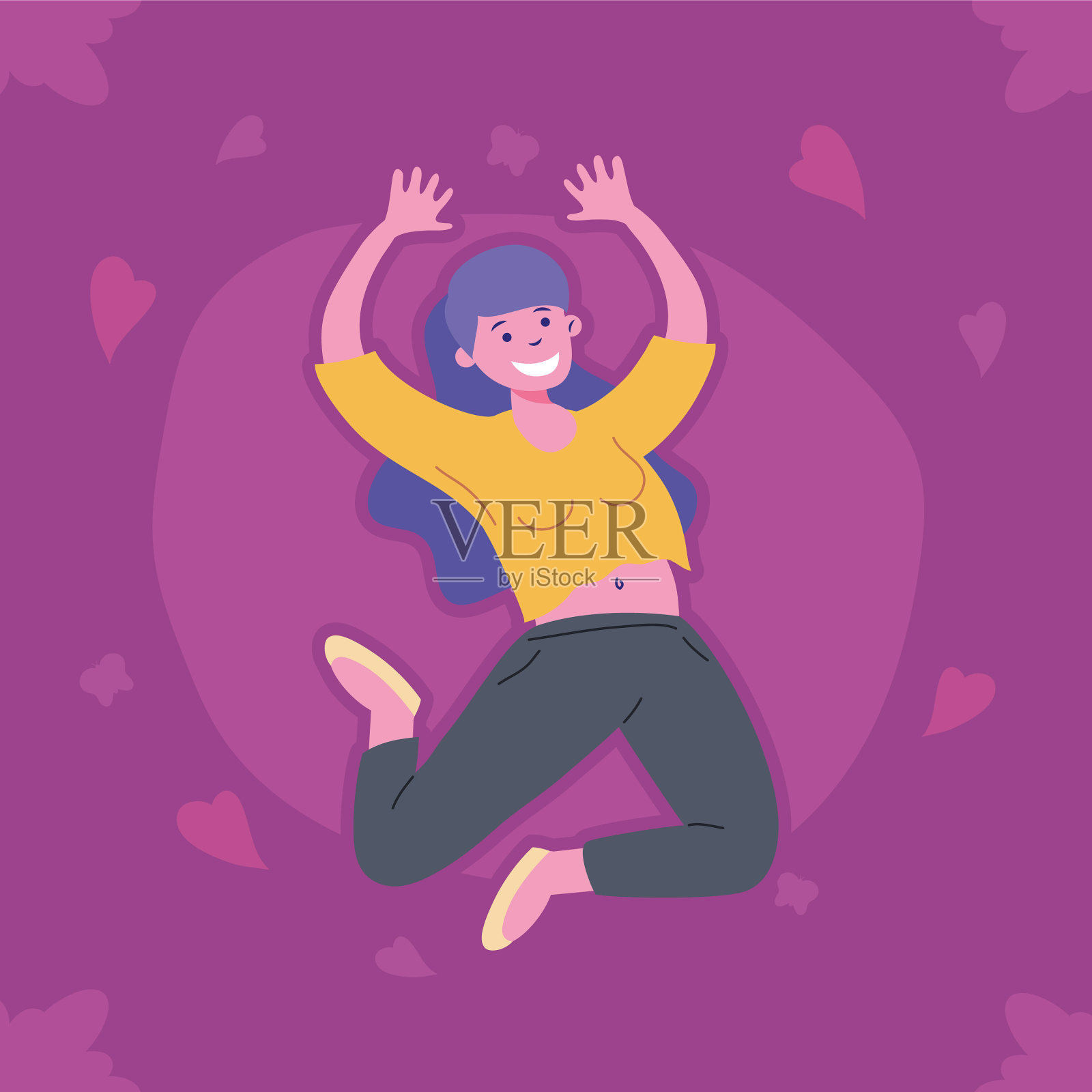 女人跳的性格插画图片素材