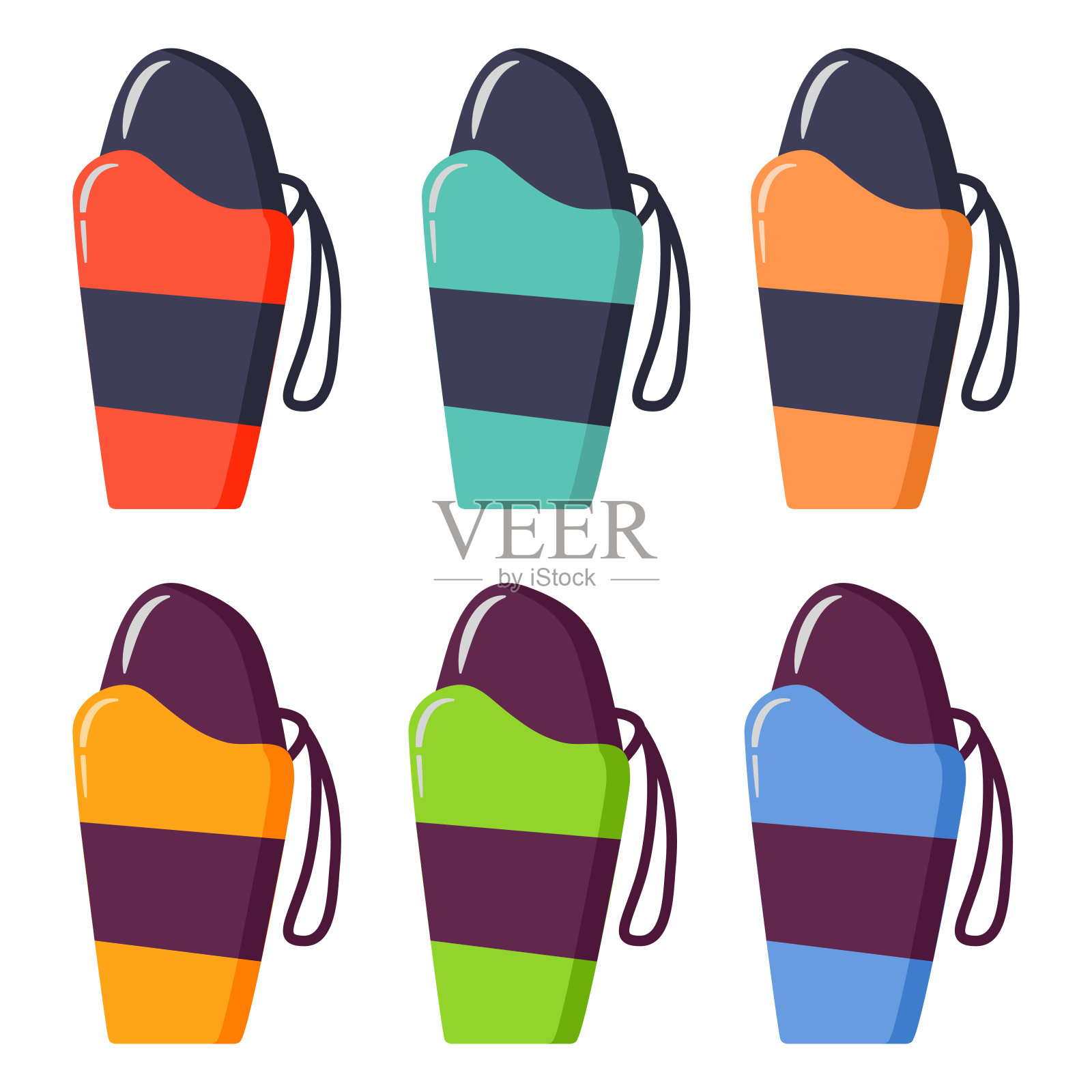 一套热水瓶。热水瓶饮料容器。网站设计元素。设计元素图片