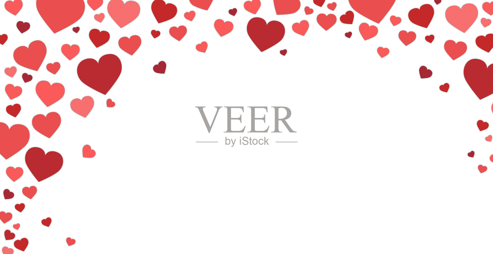 全景节日背景，网页模板明信片与心与地方下的文本-向量插画图片素材