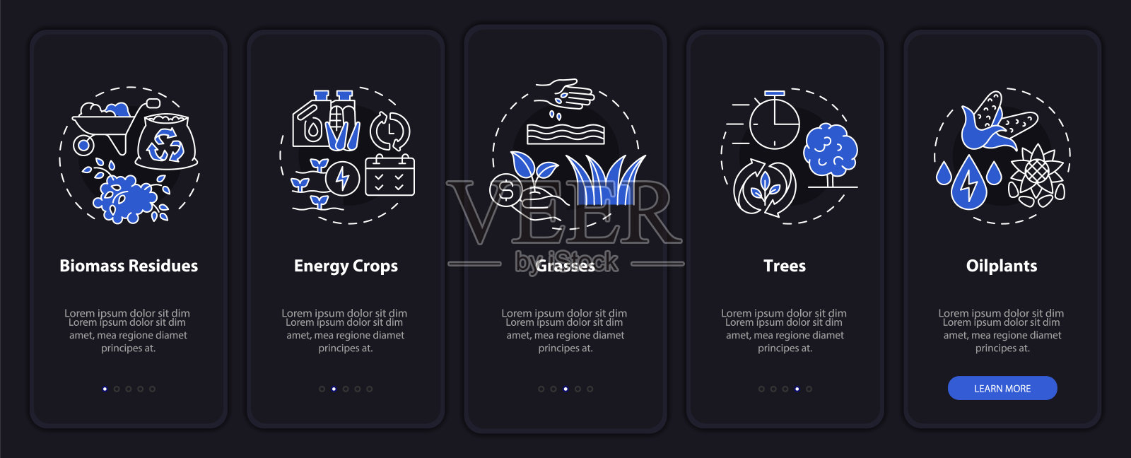 生物质能源生产夜间模式车载移动app屏幕插画图片素材