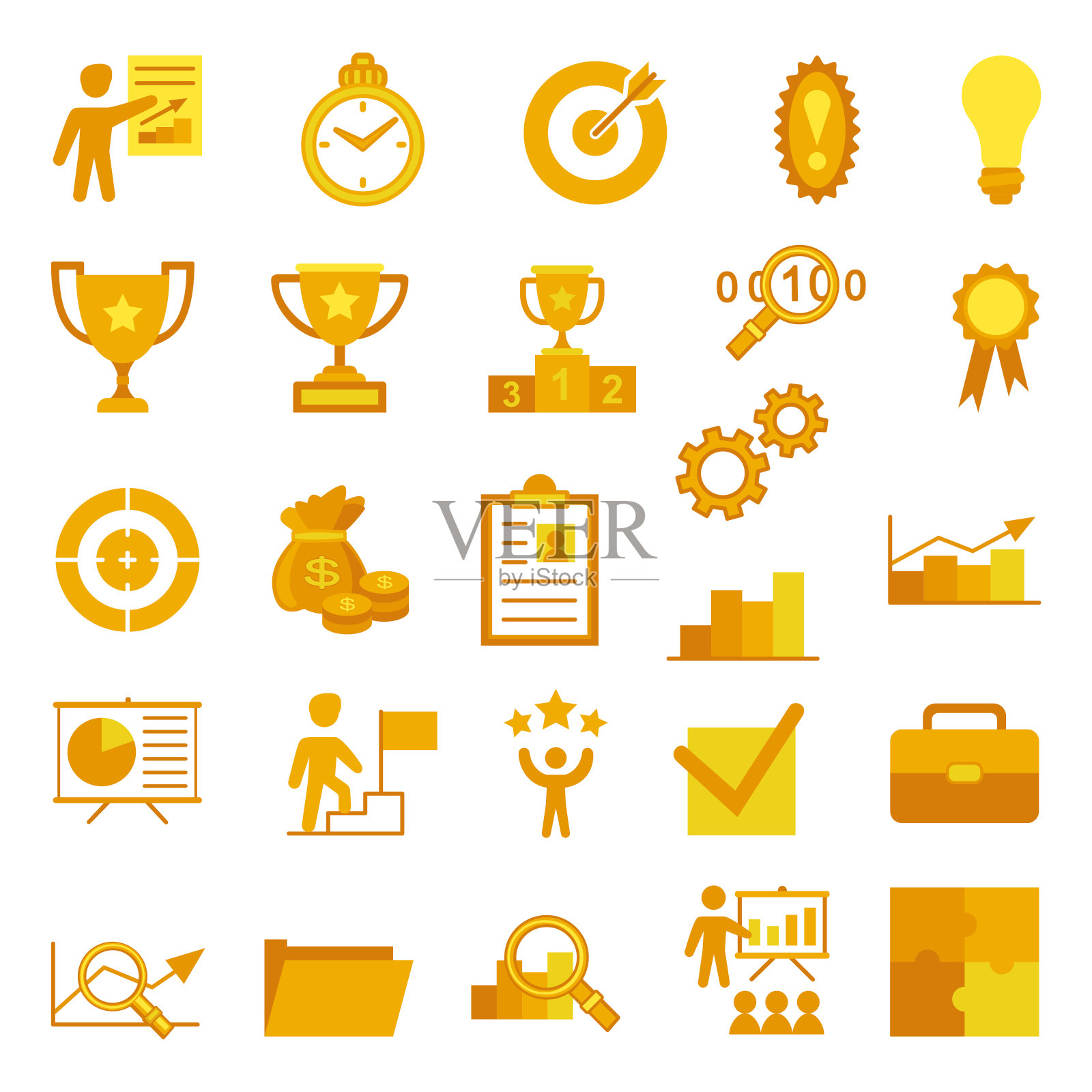 26个黄色扁平化商业成功主题图标元素图标素材