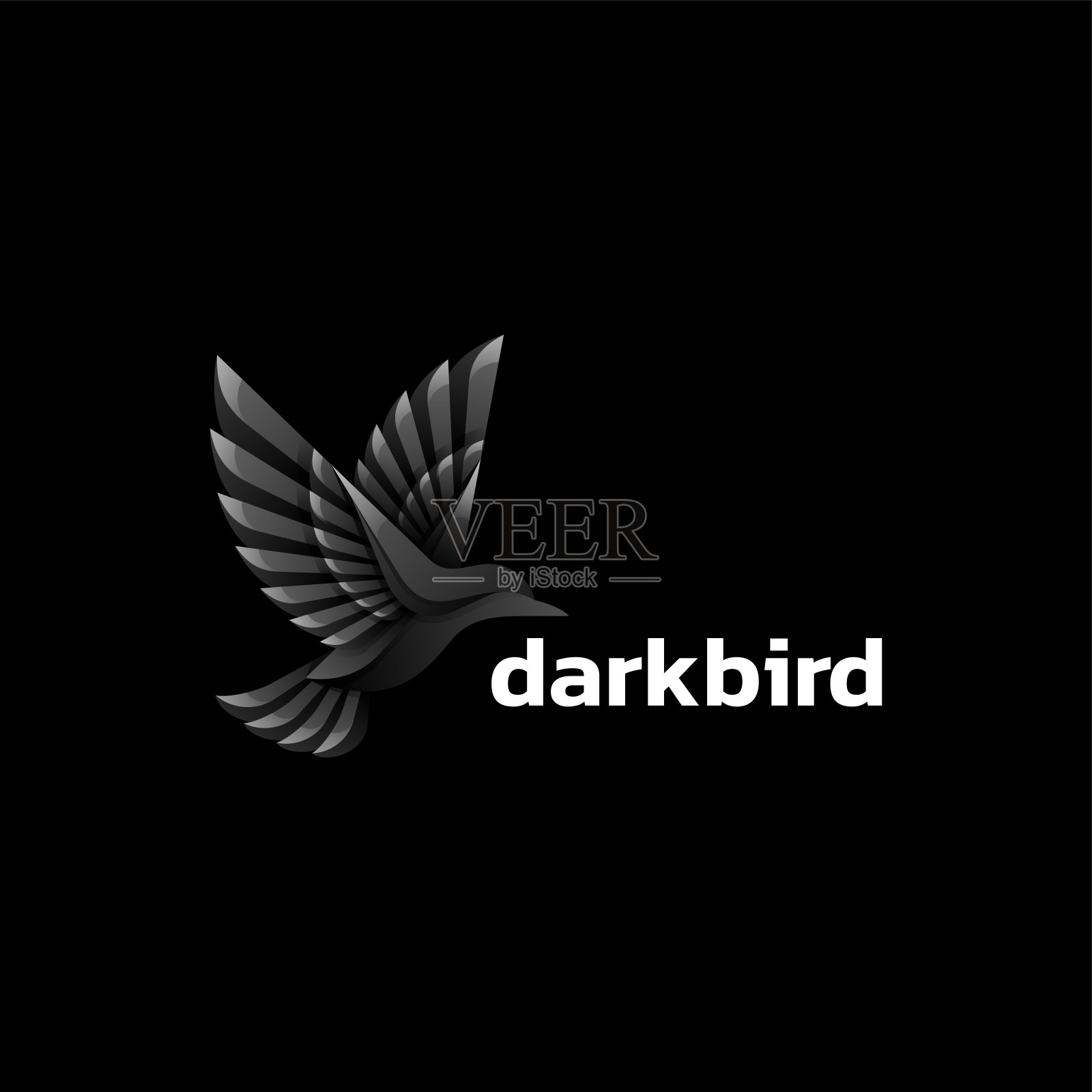 矢量图标插图黑暗的鸟梯度彩色的风格。插画图片素材