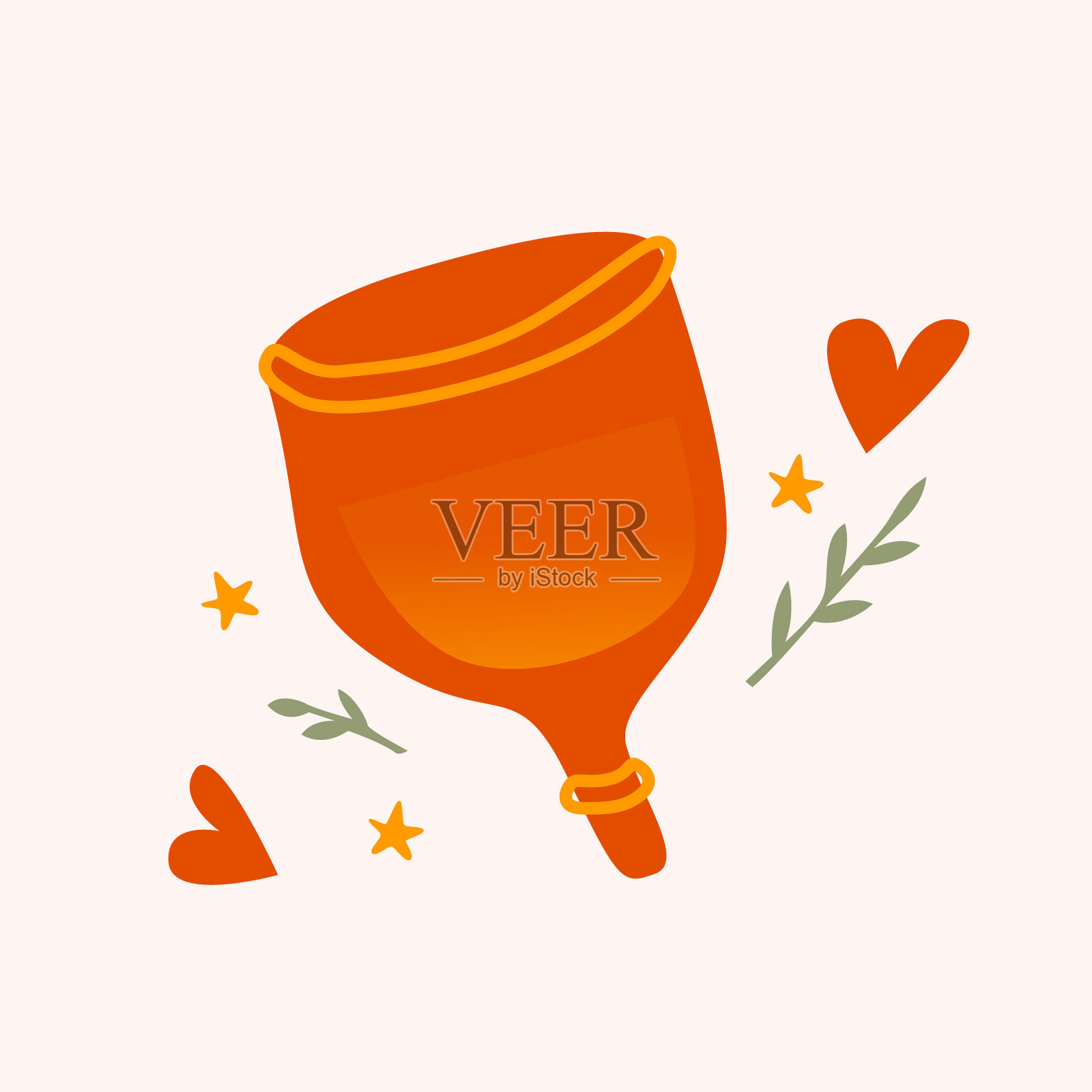 插图与零废物项目。简单的轻平现代插图。月经杯插画图片素材