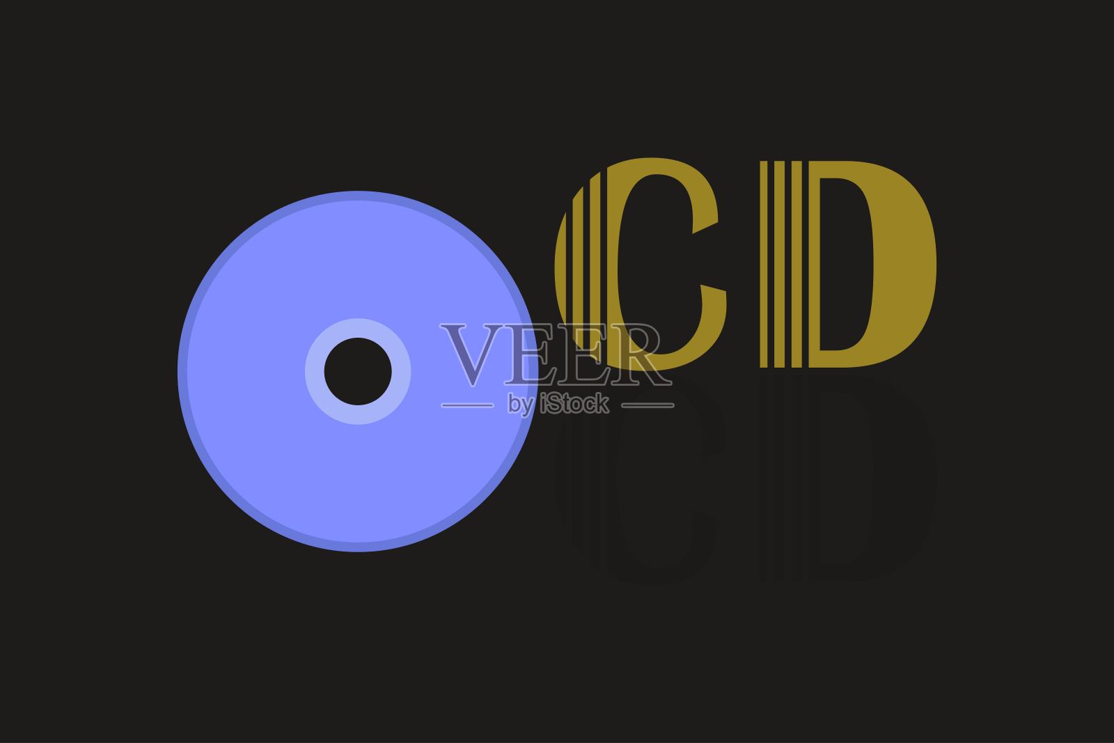 与印刷矢量设计的CD盒式符号。VCD, DVD光盘标志。插画图片素材