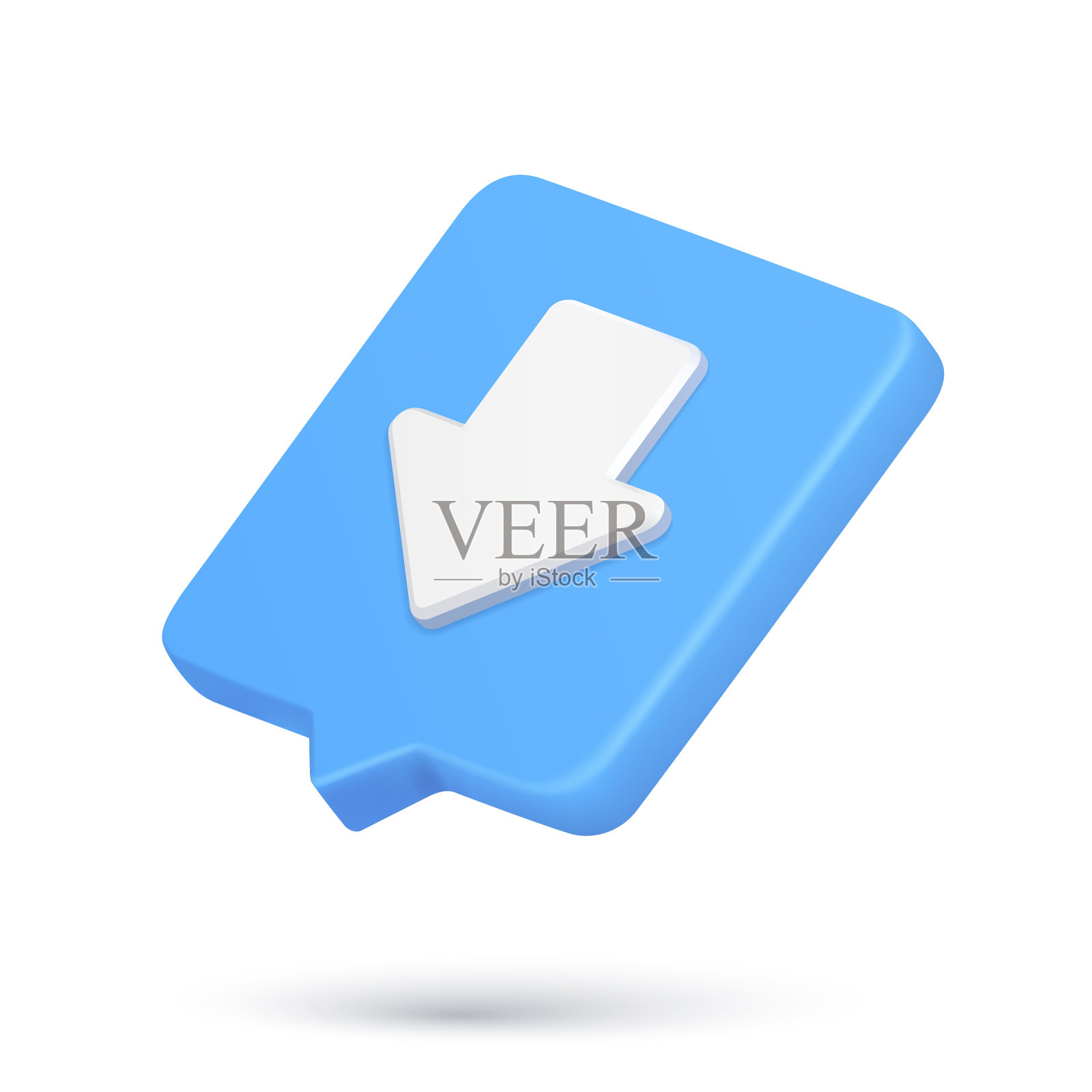 逼真的快速提示箭头向下下载指针语音气泡空间通知3d图标图标素材