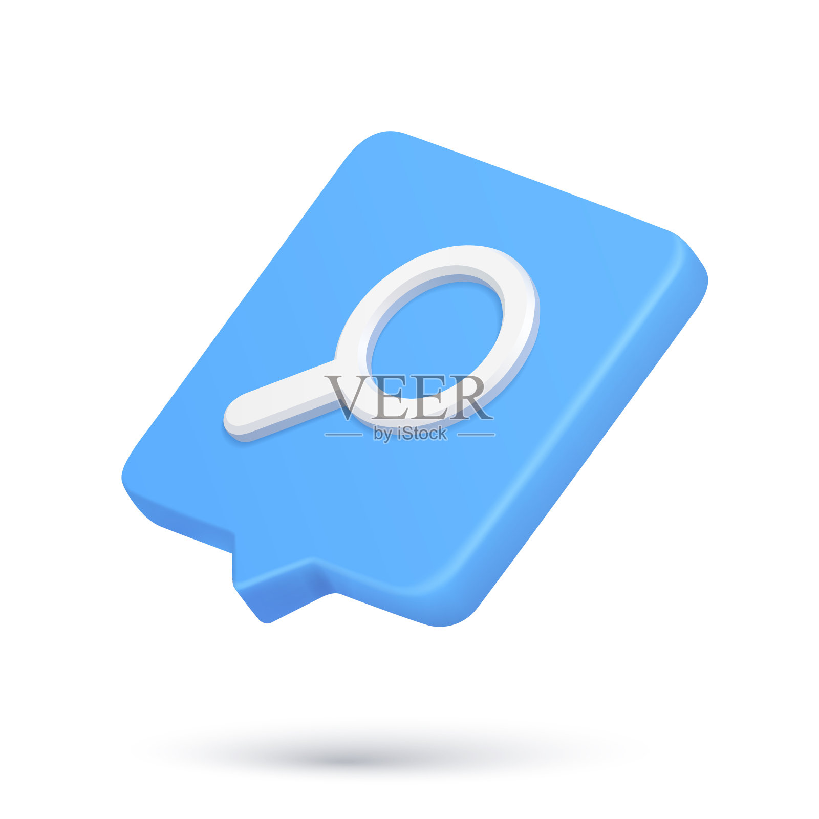 逼真的放大镜3d图标快速提示语音气泡搜索研究浏览向量图标素材