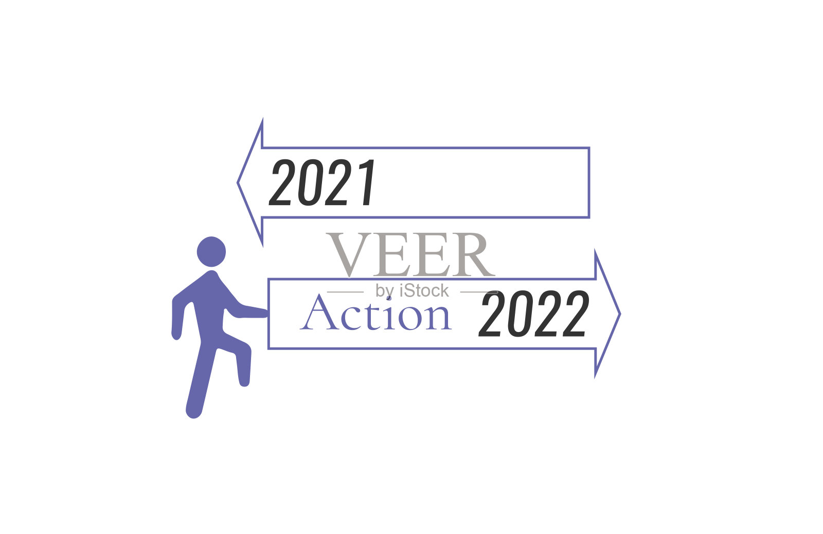 箭头面板显示2021年和2022年最佳行动。插画图片素材