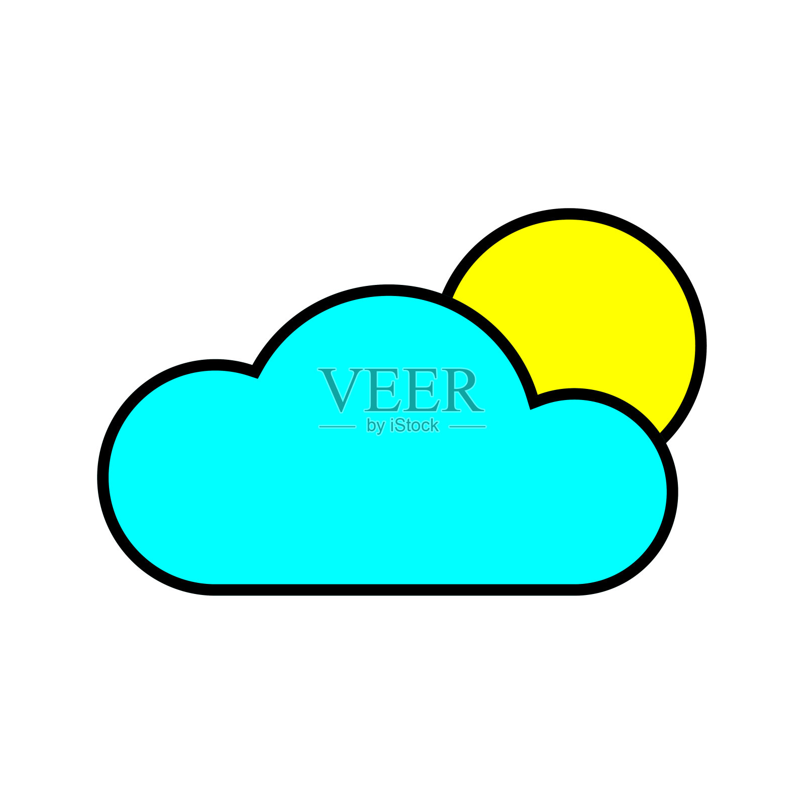 云与太阳图标。预测天气。自然的概念。彩色的标志。简单的设计。矢量插图。股票的形象。插画图片素材