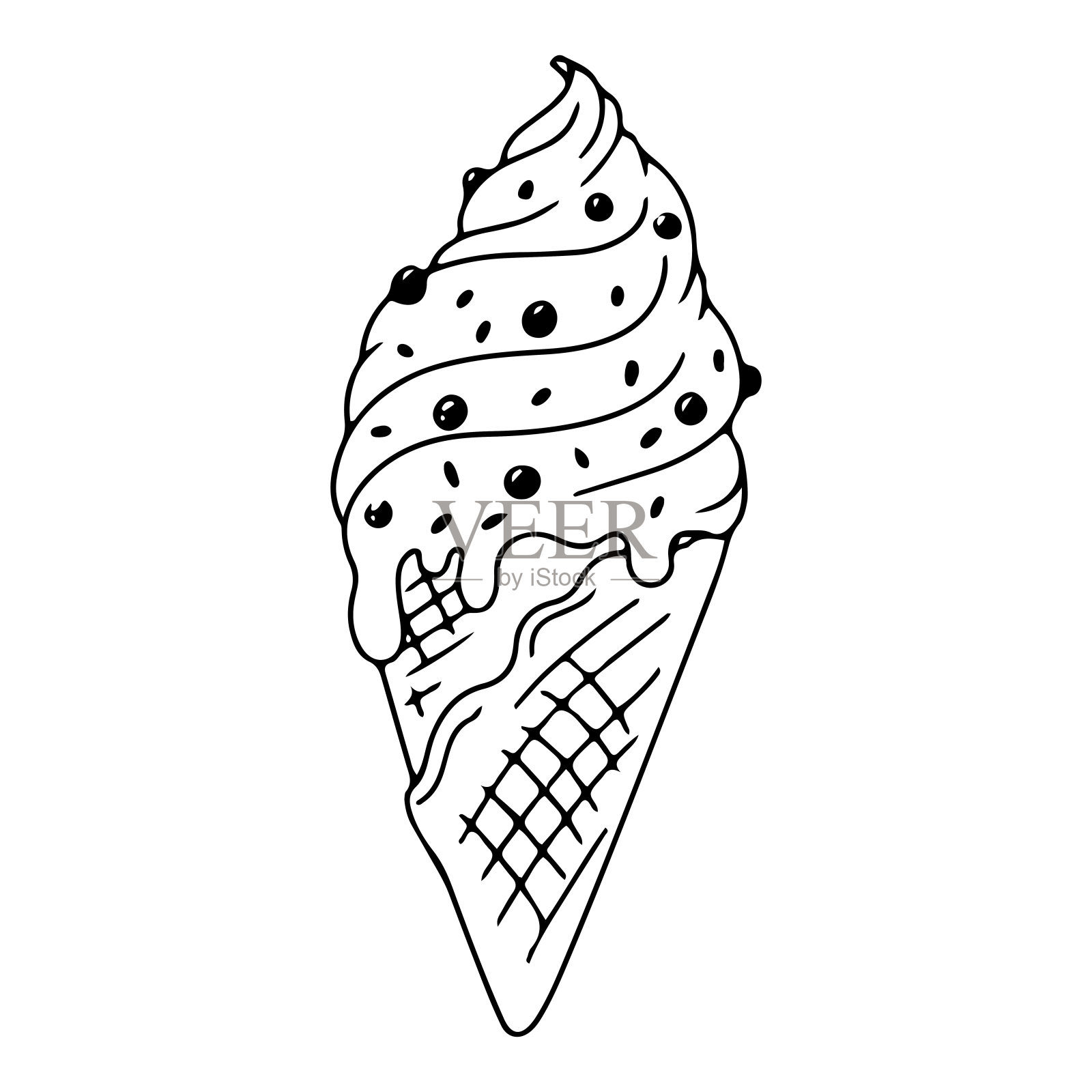 华夫饼杯里的水果冰淇淋。在海上的乐趣。假期配件。矢量插图孤立在白色背景上。设计元素图片