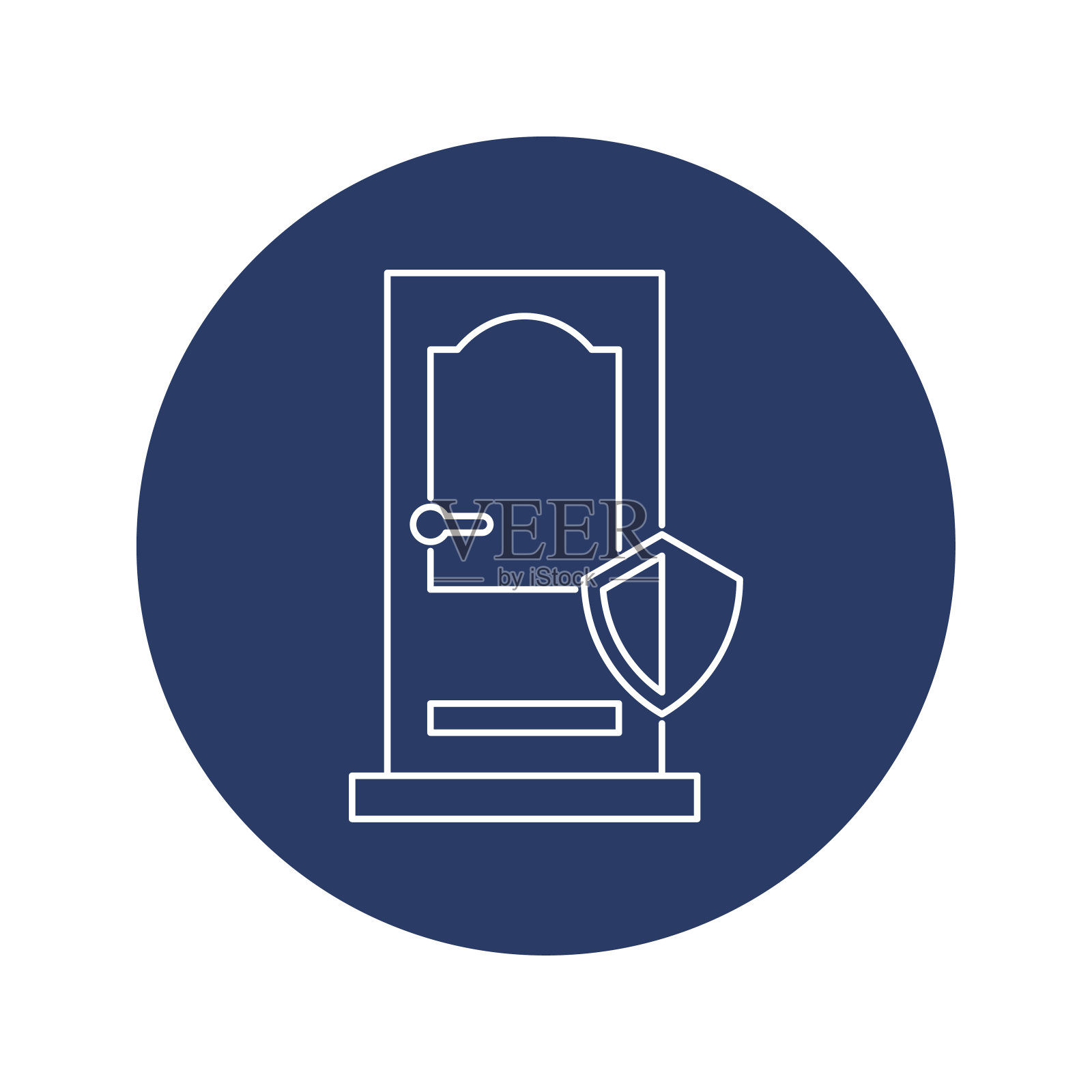 门安全锁盾图标插画图片素材