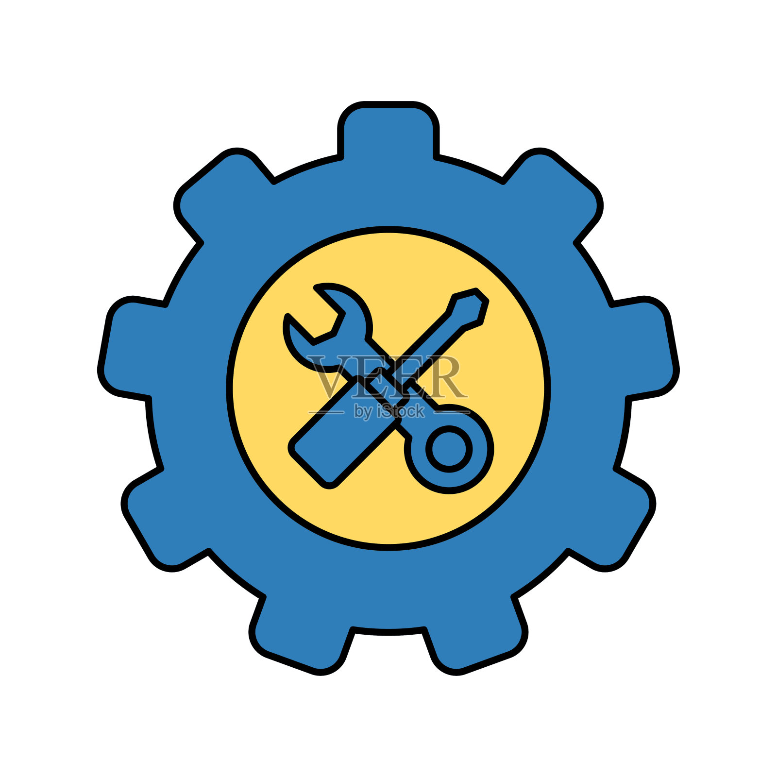 齿轮和扳手维修保养图标图标素材