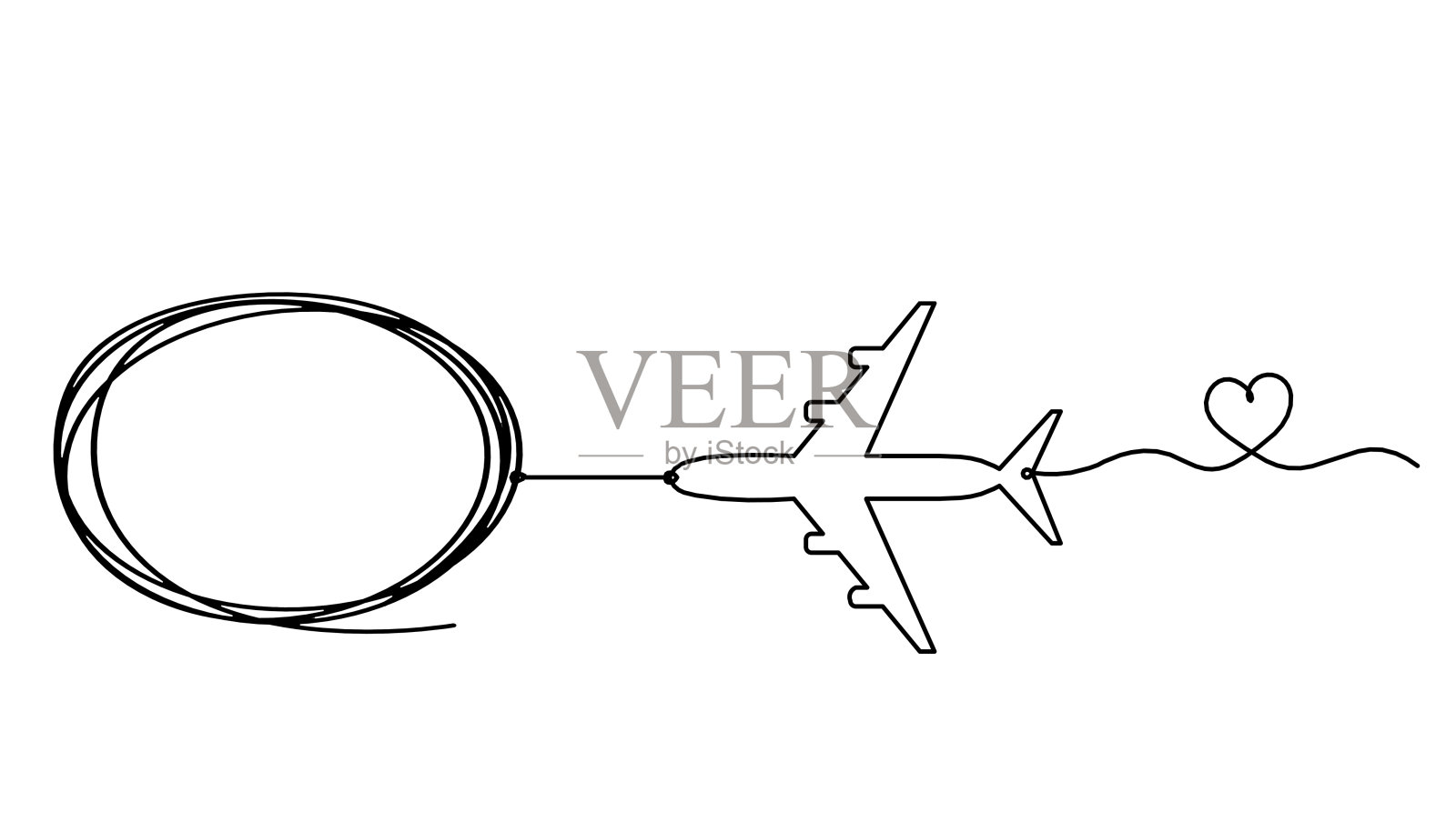 椭圆形与平面作为直线绘制在白色背景上插画图片素材