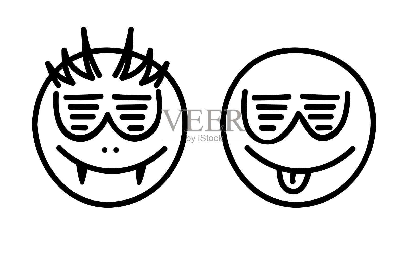 快乐emoji图标。戴着复古派对眼镜的吸血鬼被隔离在白色背景下。Smiley emoticon网站设计，简单的现代符号，线性图标的移动应用程序，社交媒体，ui。向量插画图片素材