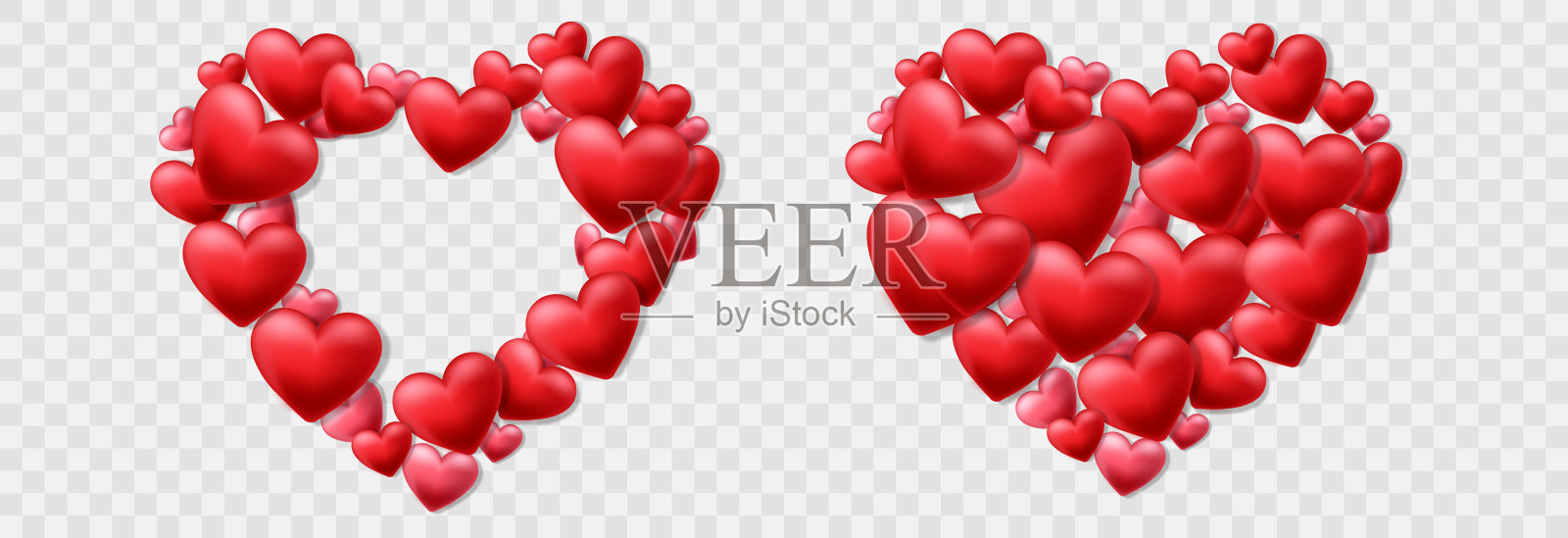 情人节3D心形贺卡插画图片素材