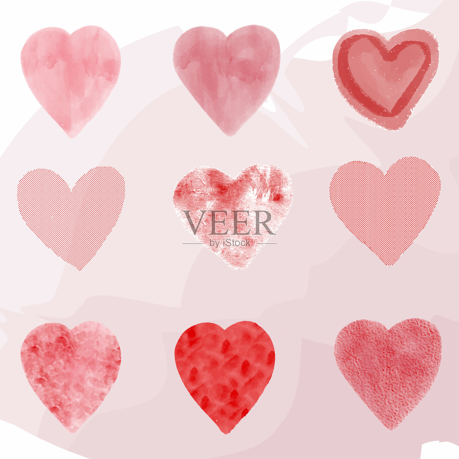 向量集的圣瓦伦丁节红心插画图片素材