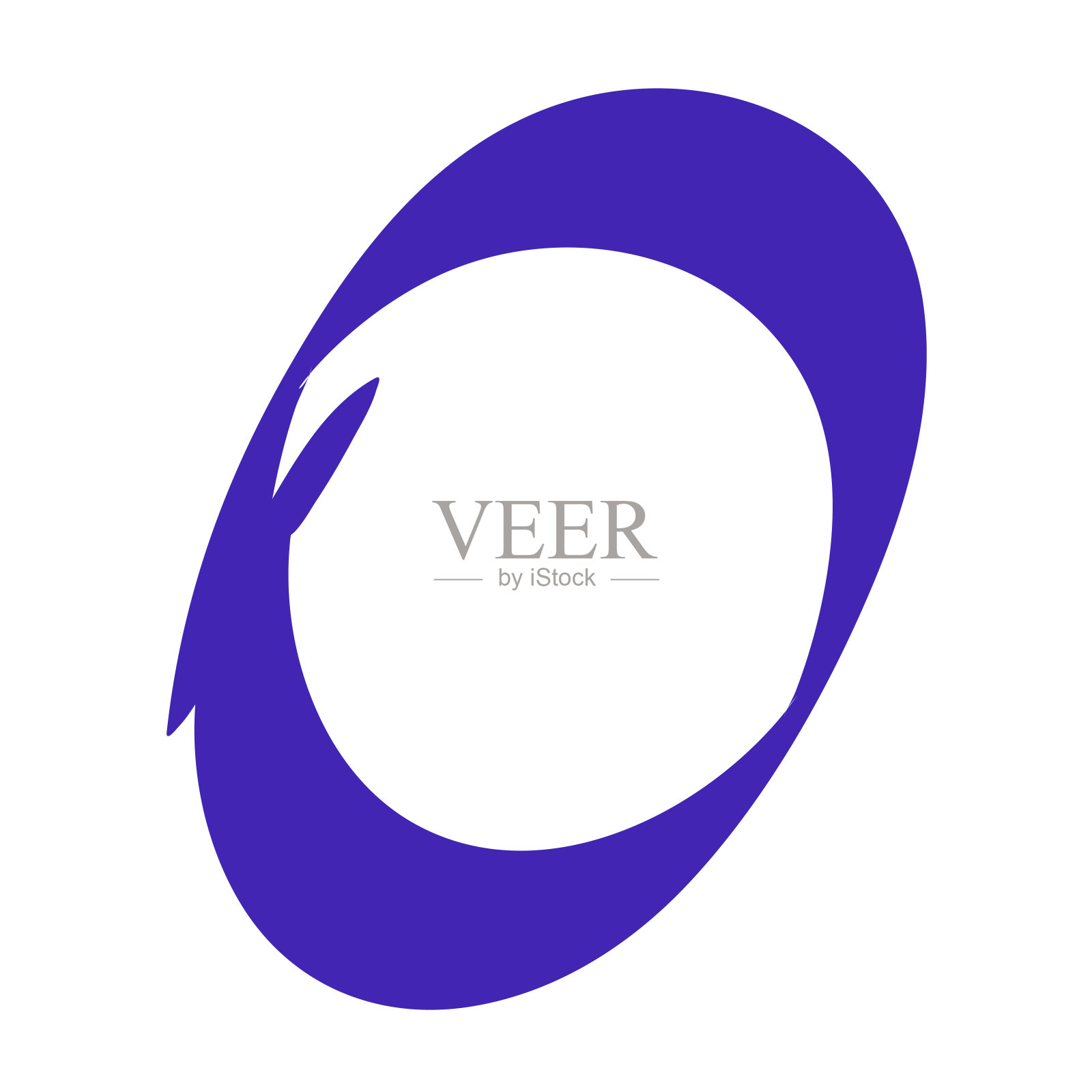 圆形手工绘制的蓝色标记。插画图片素材