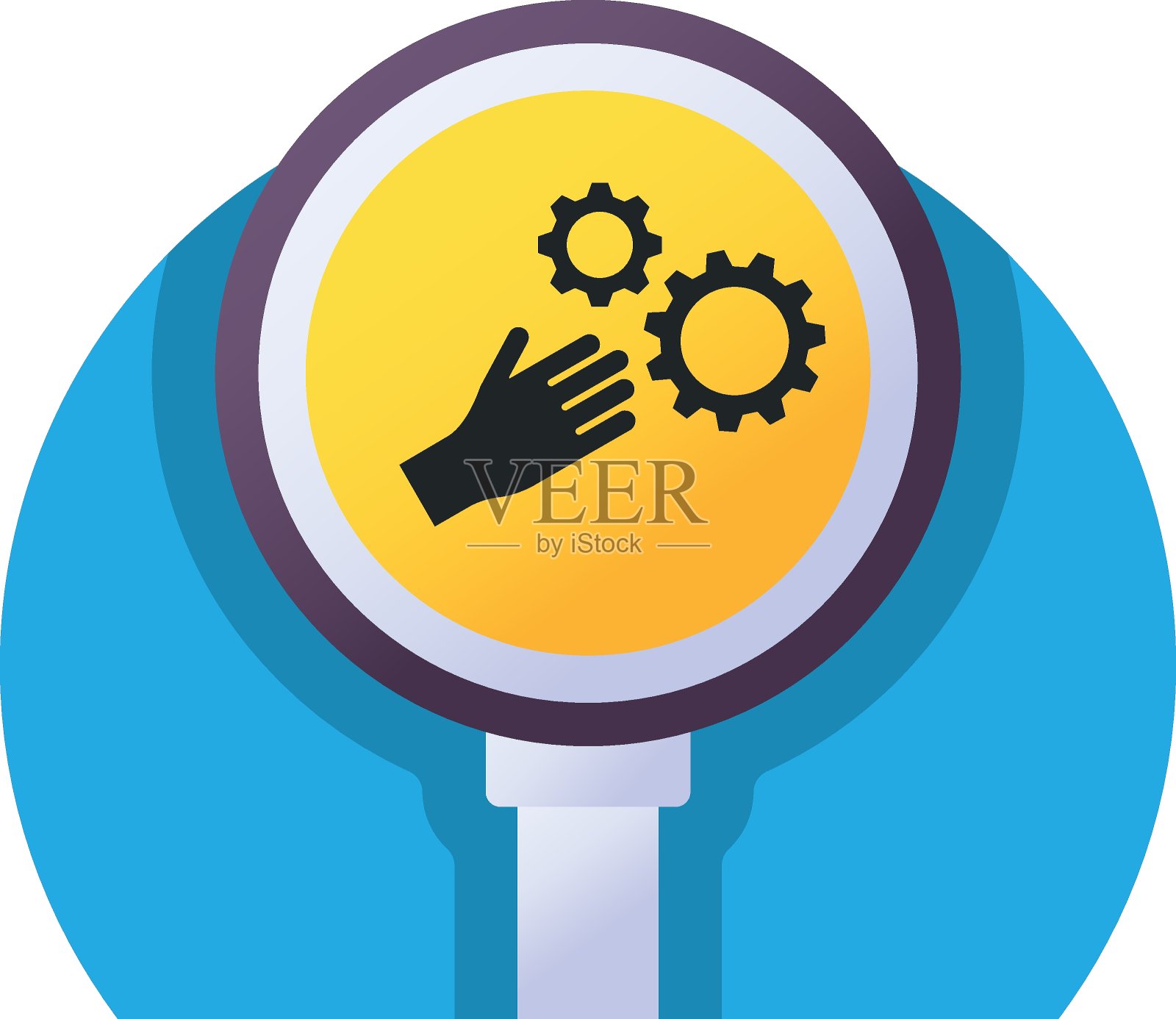 旋转机械概念，移动部件矢量图标设计，现代交通指南警告标志，监管和可识别的符号，强制性道路标志库存插图插画图片素材