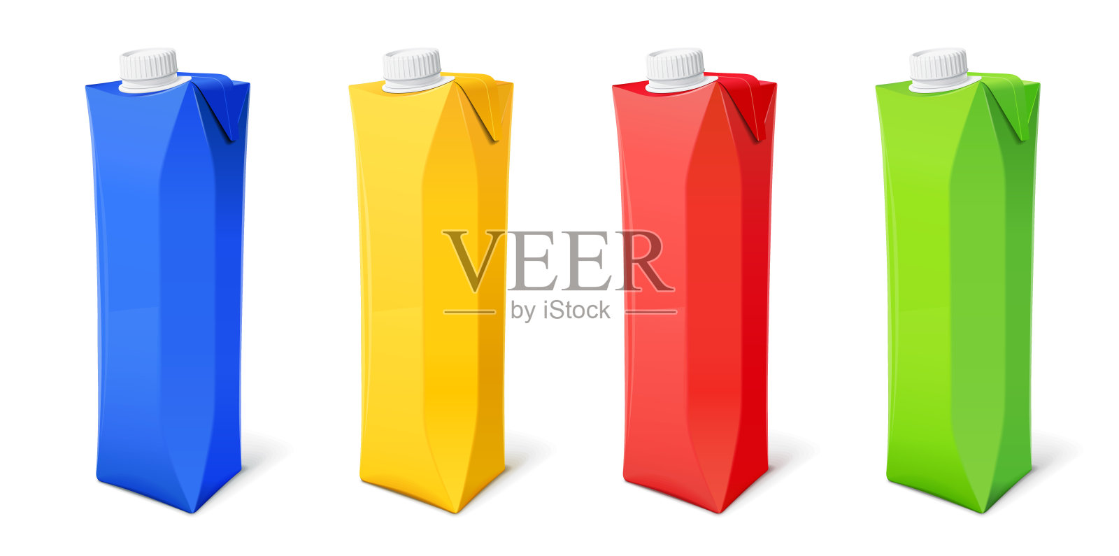 纸生态包装的果汁，牛奶和饮料。矢量插图。插画图片素材