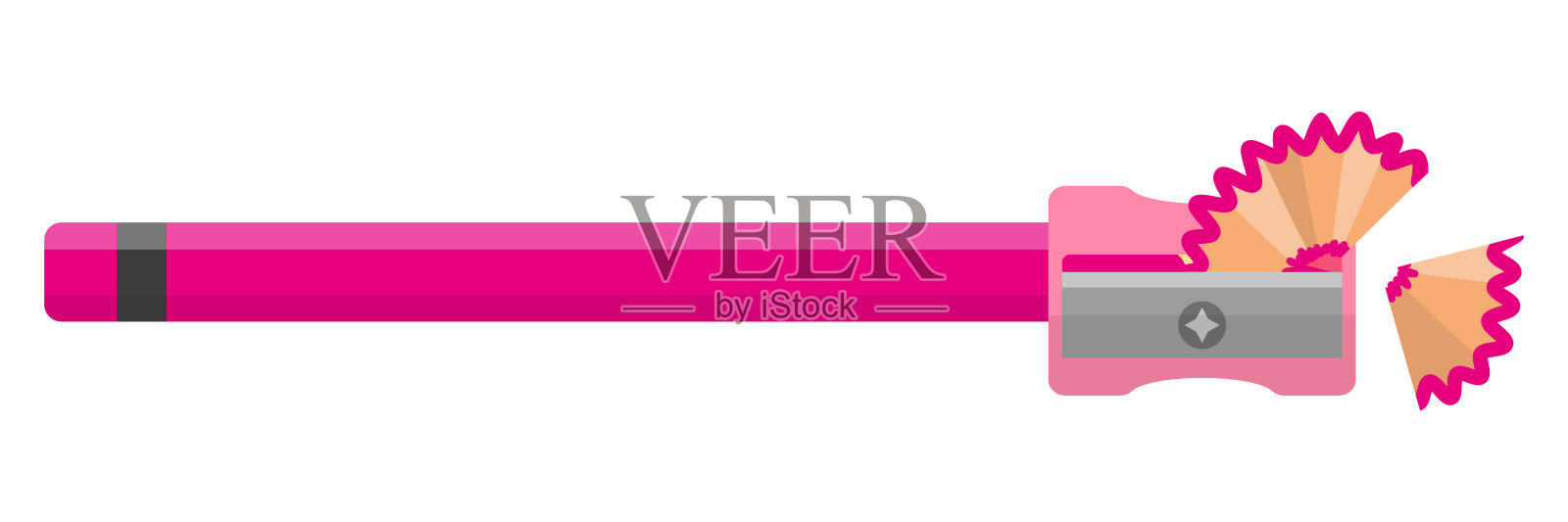 矢量卡通红色铅笔与卷笔刀。插画图片素材