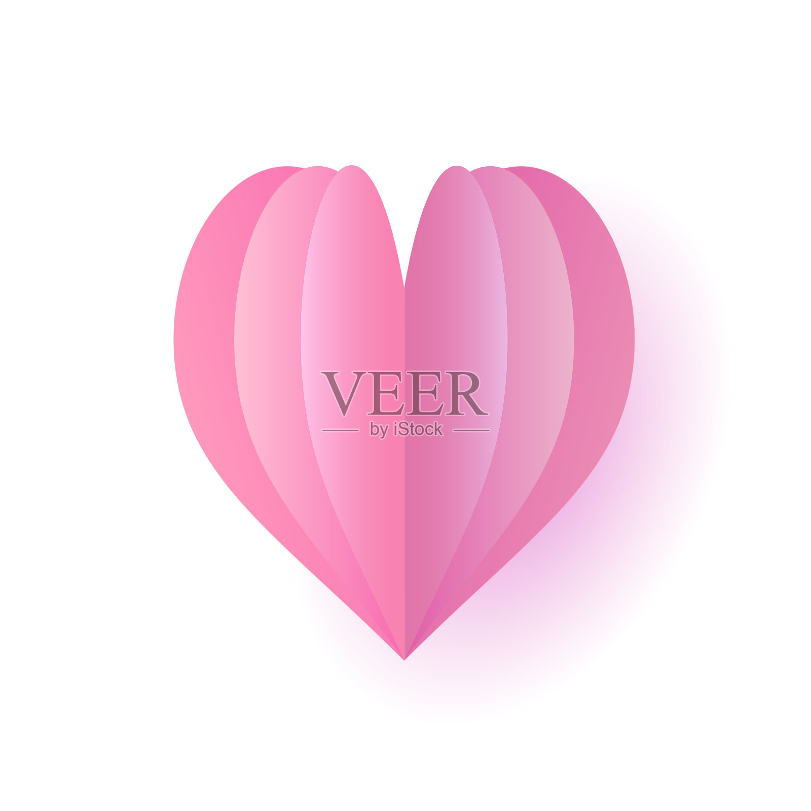 孤立的粉红纸层心插画图片素材