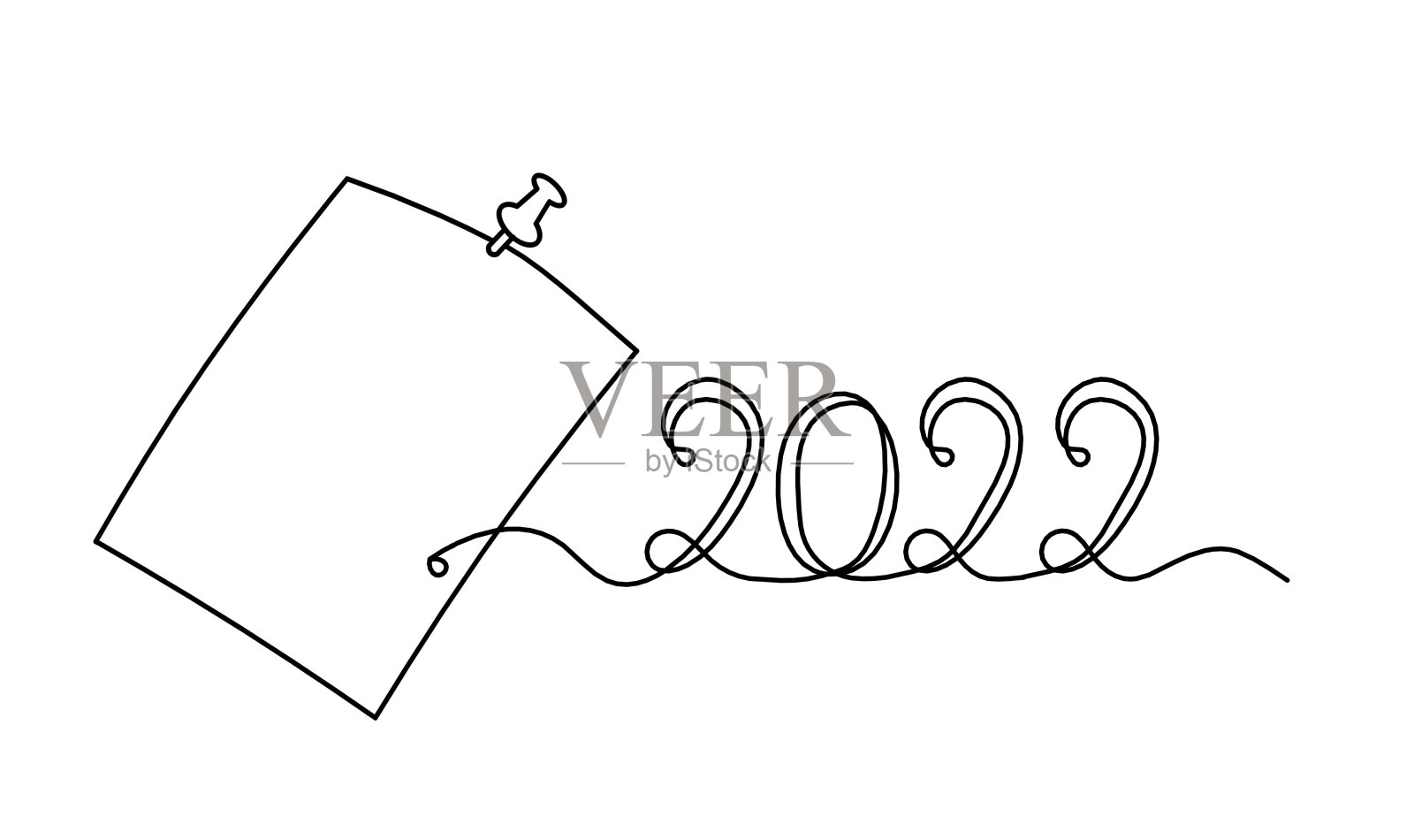 以2022年为白底画线的摘要纸插画图片素材