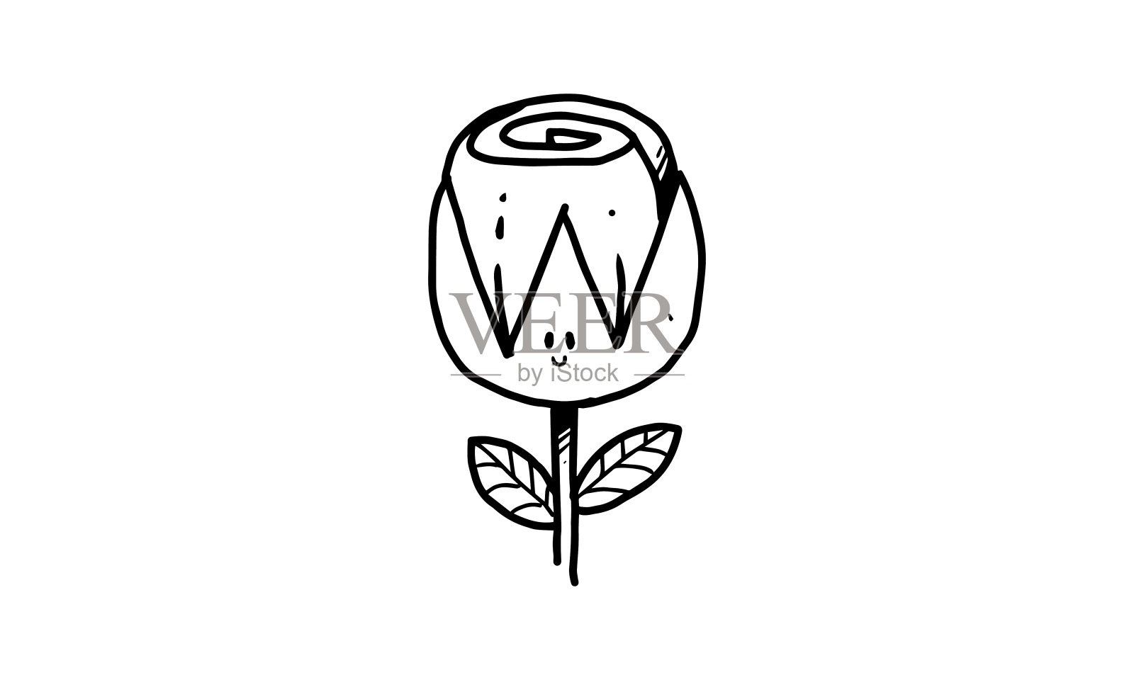 一枝小花插图。插画图片素材