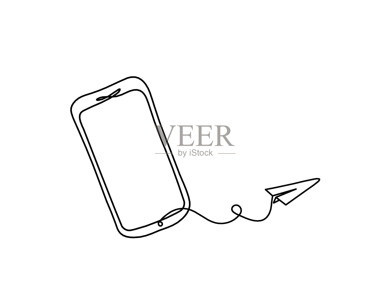 摘要手机纸平面画线在白色背景插画图片素材