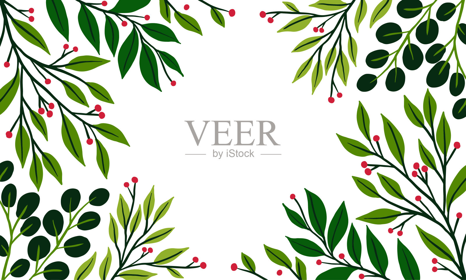 绿色自然复制空间与树叶装饰。插画图片素材