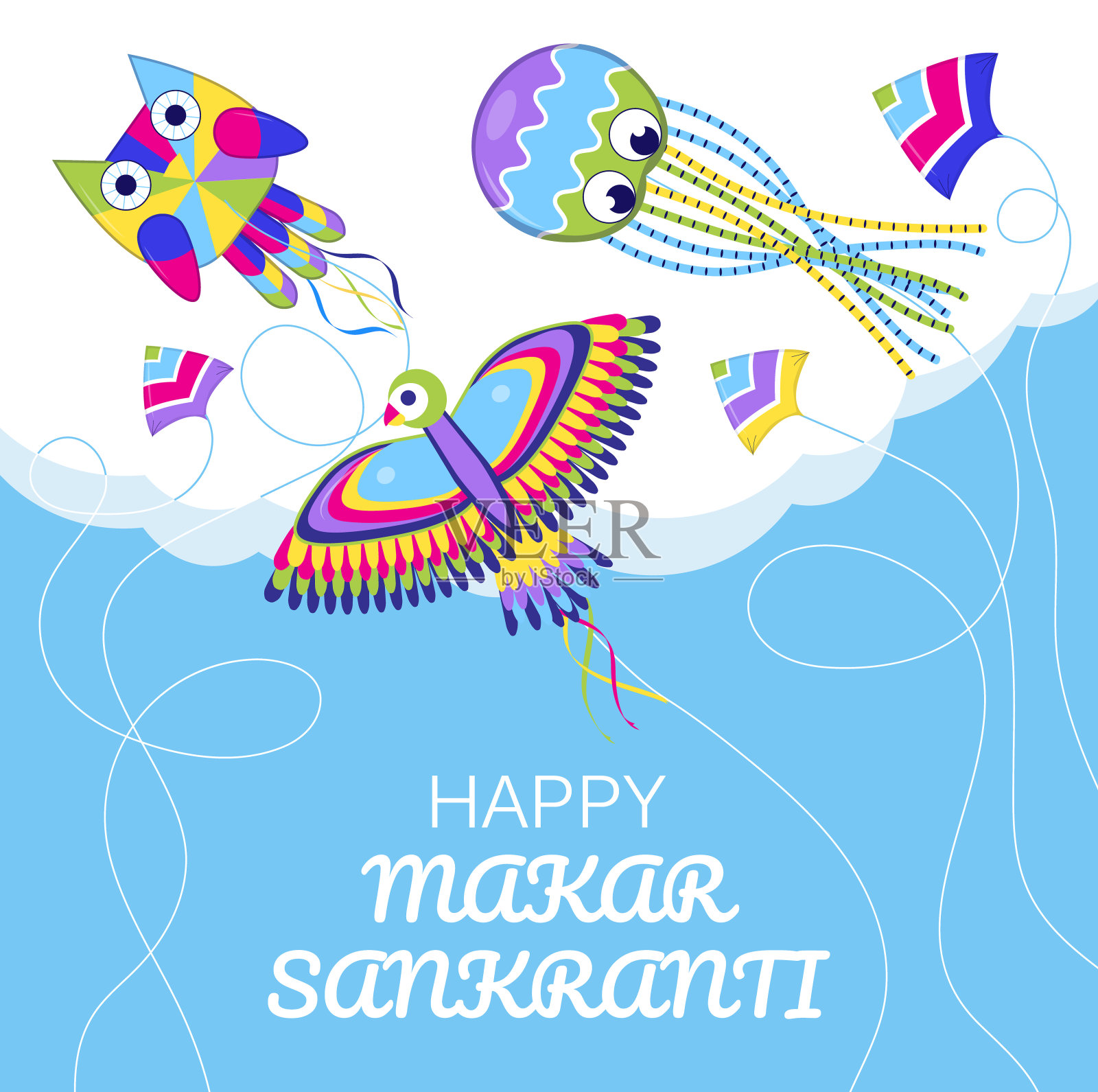 高兴的马卡尔·桑克拉蒂矢量。印地语贺卡网络，社交网络。设计模板素材