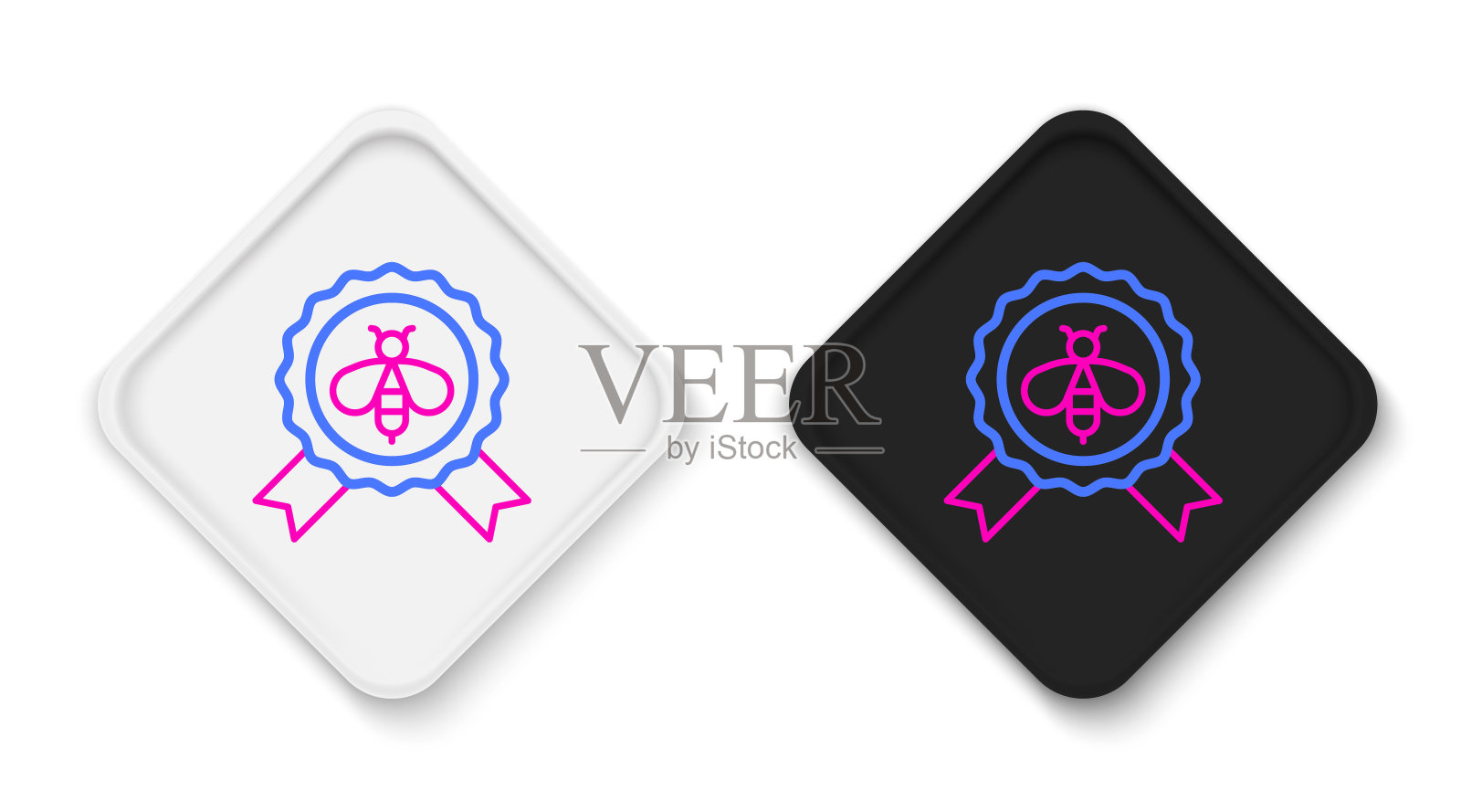 线最好的蜜蜂图标孤立在白色背景。甜蜜的天然食品。有翅膀的蜜蜂或apis。飞行昆虫。色彩斑斓的轮廓的概念。向量图标素材