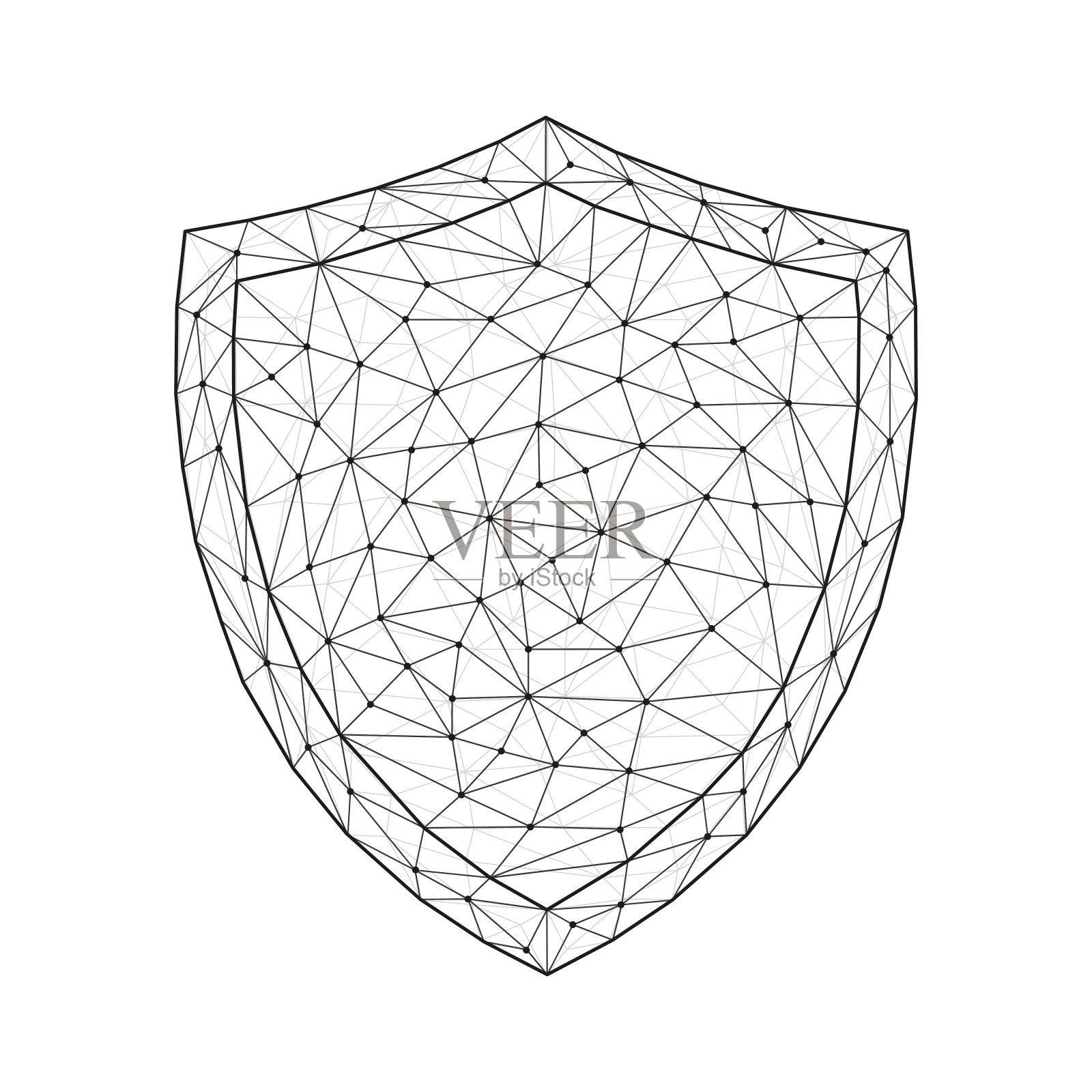 低多边形安全防护盾黑色符号。插画图片素材
