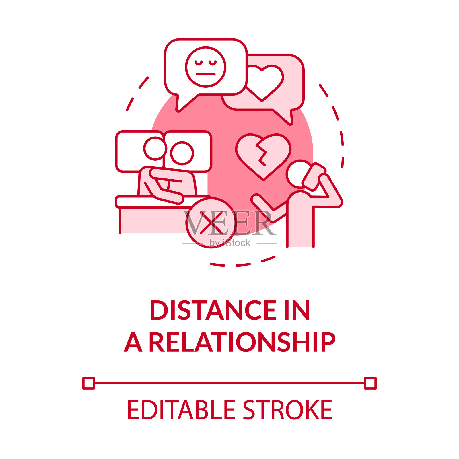关系中的距离粉红色概念图标插画图片素材